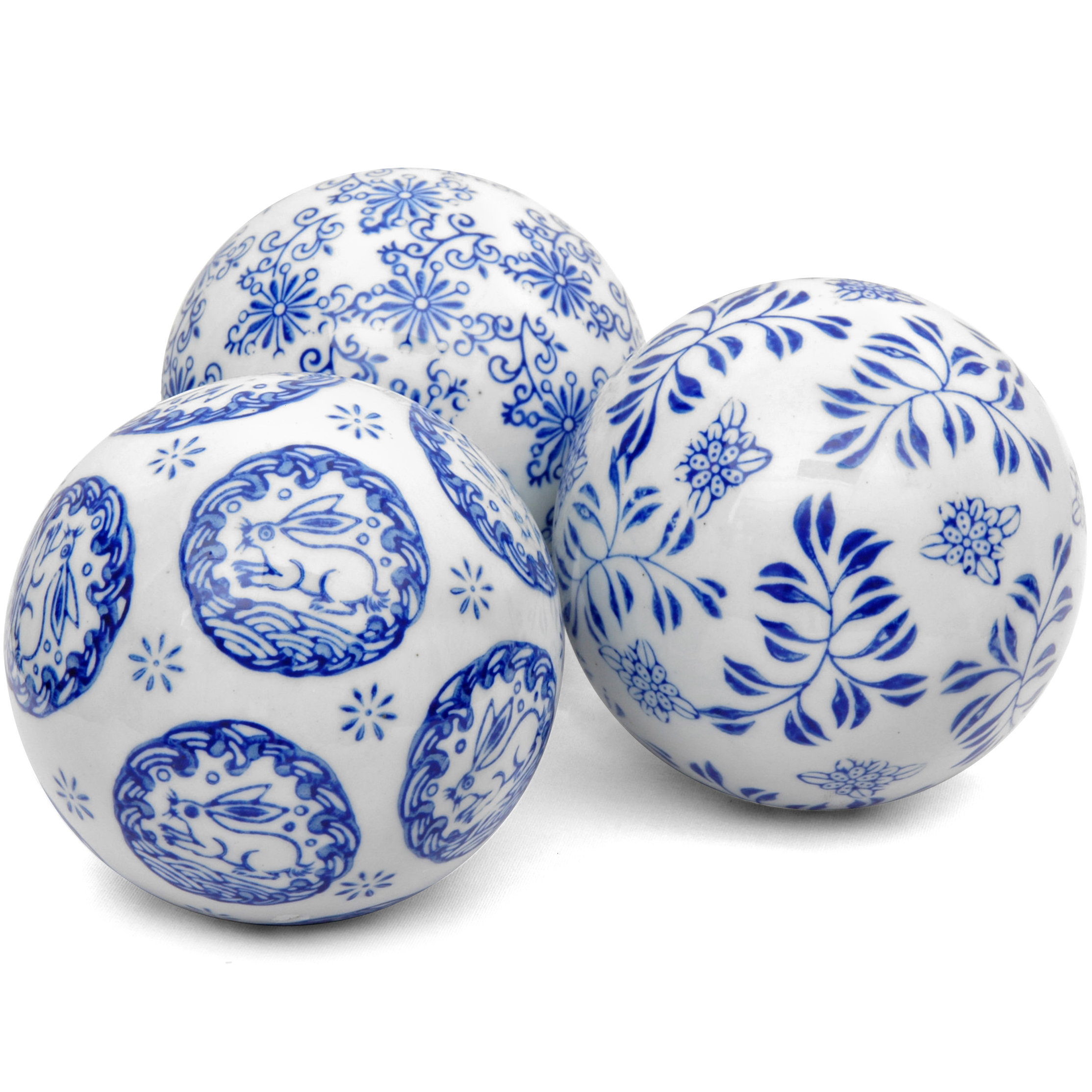Oriental Furniture 3 Piece Decorative Ball Sculpture Set & Reviews