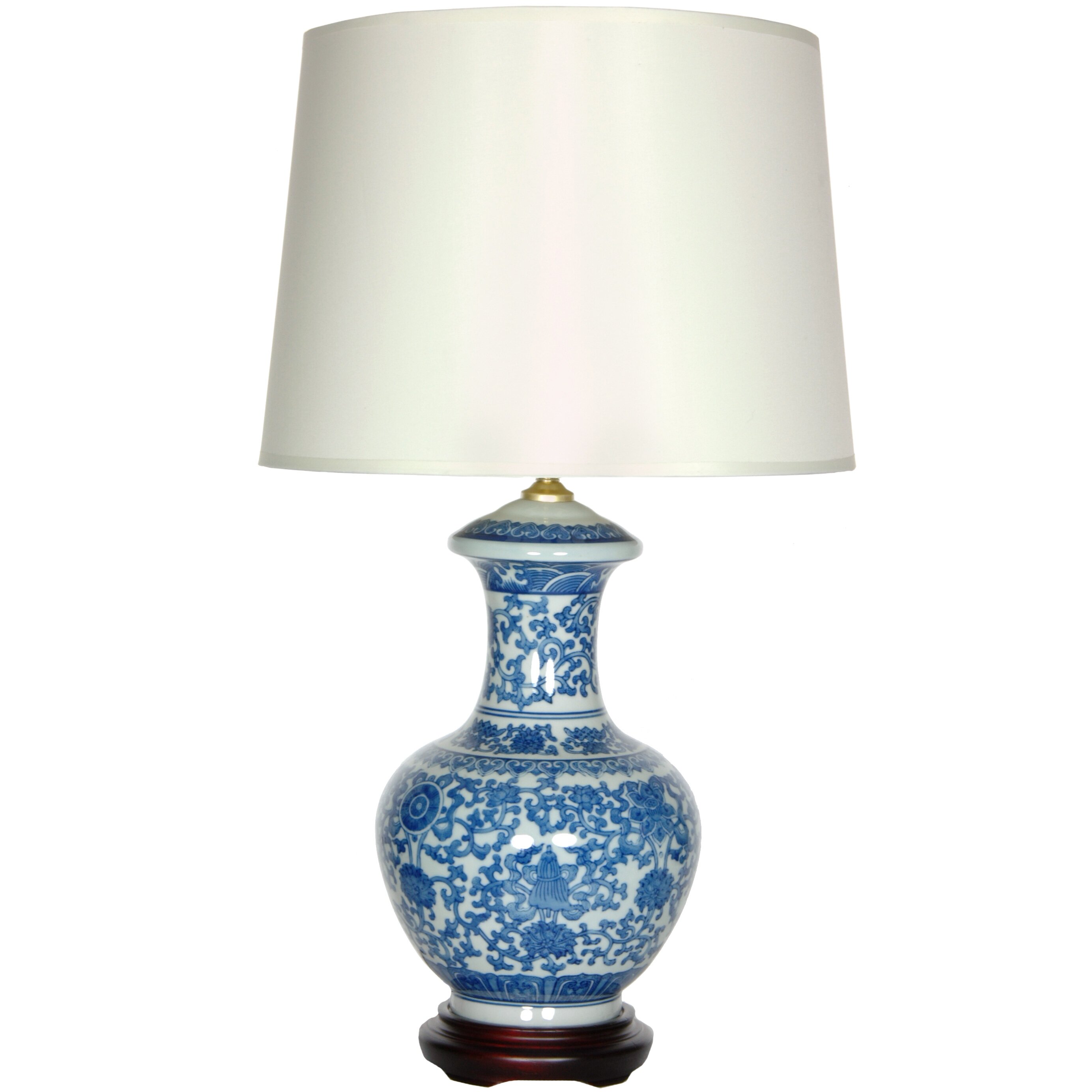 Oriental Furniture Porcelain Round Vase 24" H Table Lamp with Empire