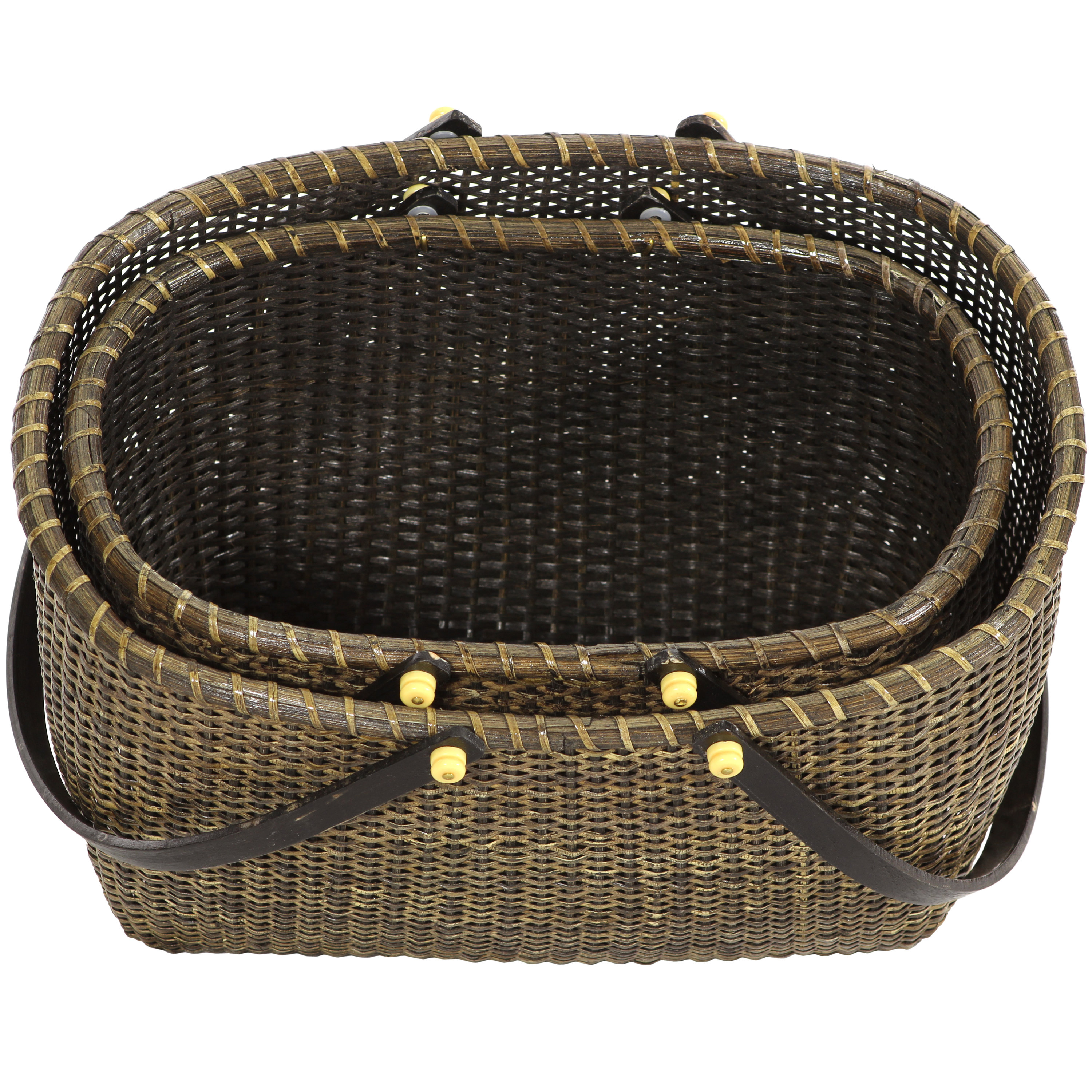 Oriental Furniture 2 Piece Rattan Open Storage Basket Set & Reviews