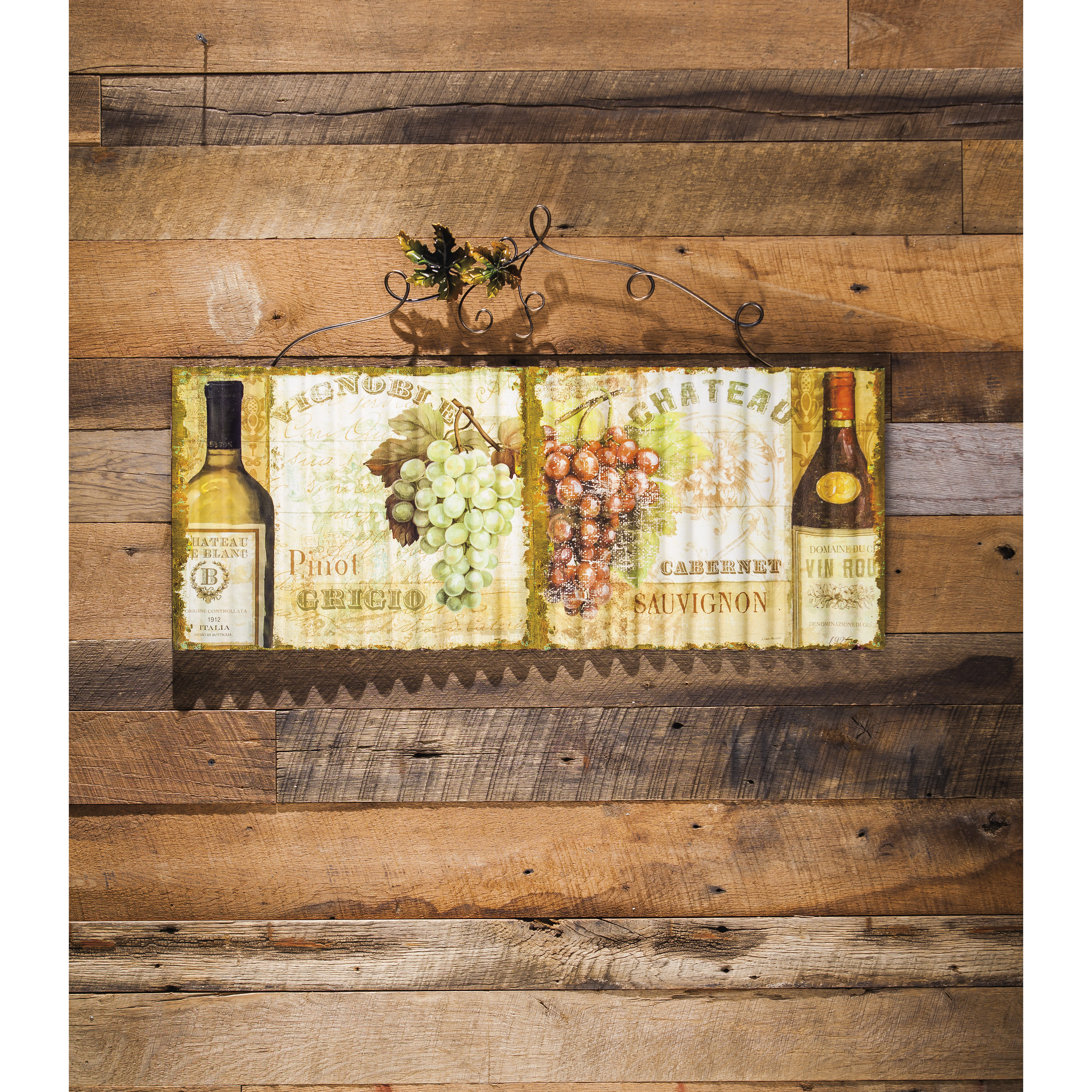 Evergreen Enterprises, Inc 2 Piece Corragated Vintage Wine Wall Décor