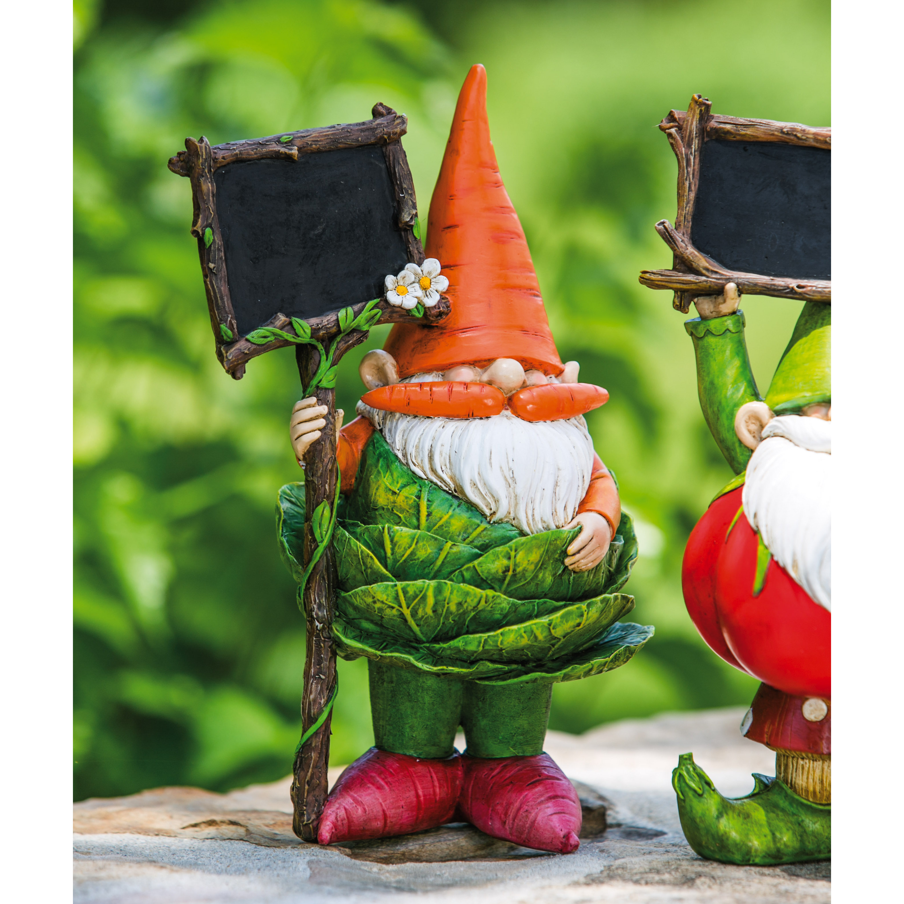 Evergreen Enterprises, Inc 2 Piece Gnome with Chalkboard Sign Statue