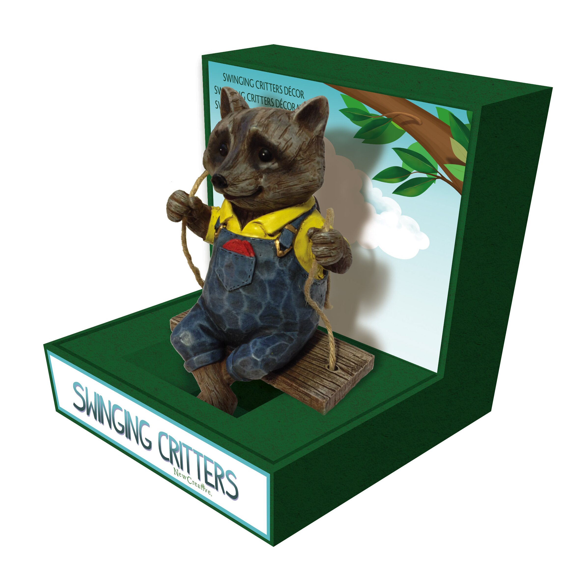 concrete raccoon garden statue