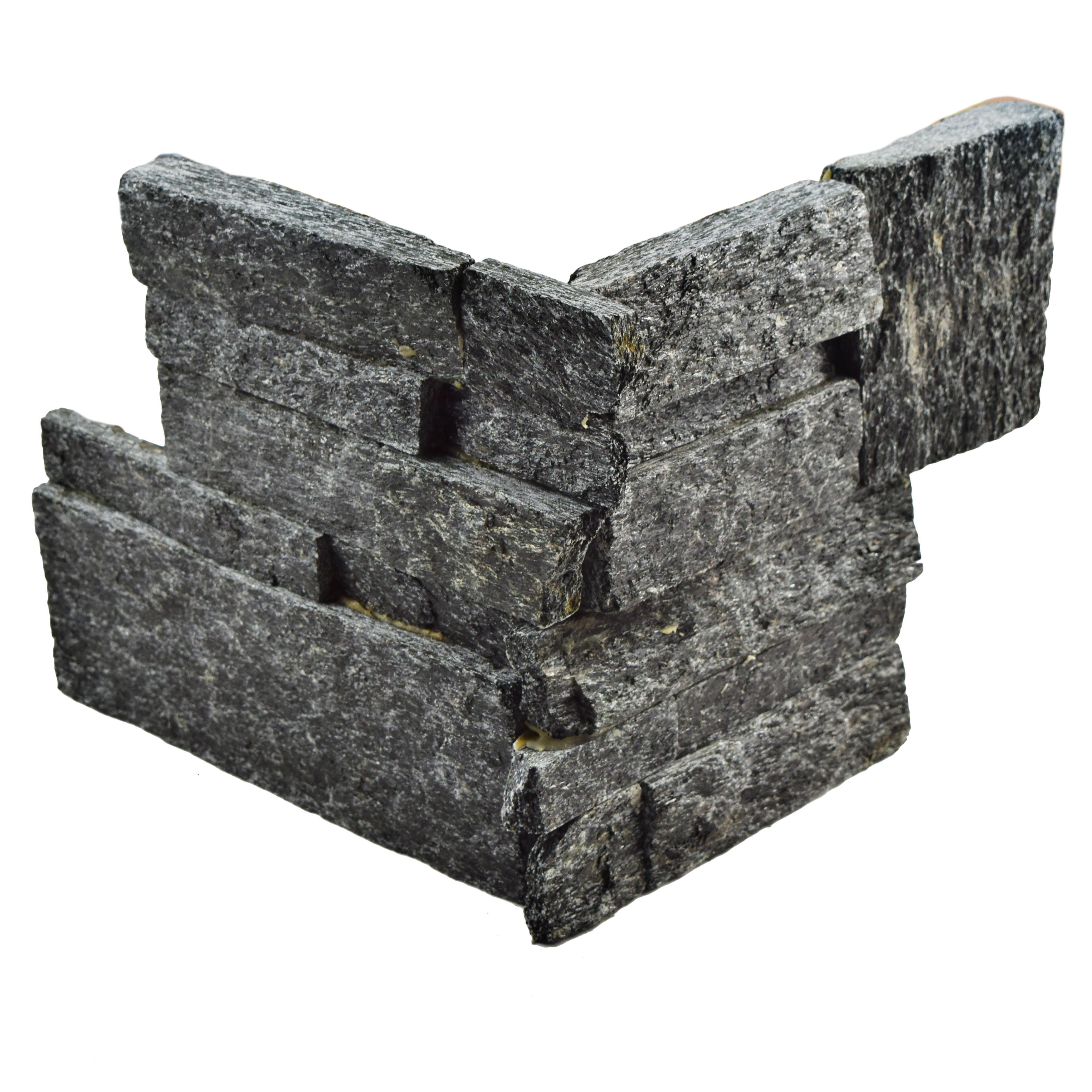 EliteTile Piedro 7" x 7" Natural Stone Corner Piece Tile Trim in Black