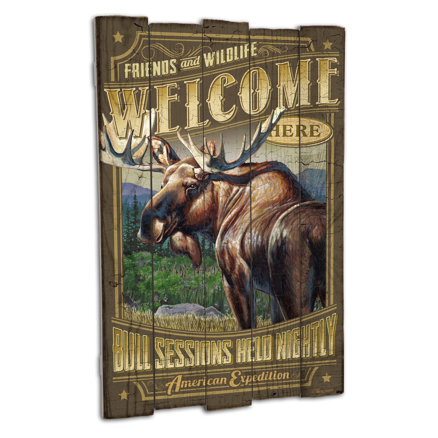 American Expedition Moose Wooden Cabin Sign Wall Decor & Reviews 