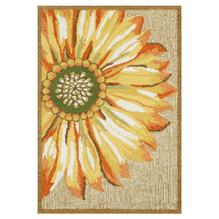 Liora Manne Frontporch Gold/Yellow Sunflower Indoor/Outdoor Area Rug