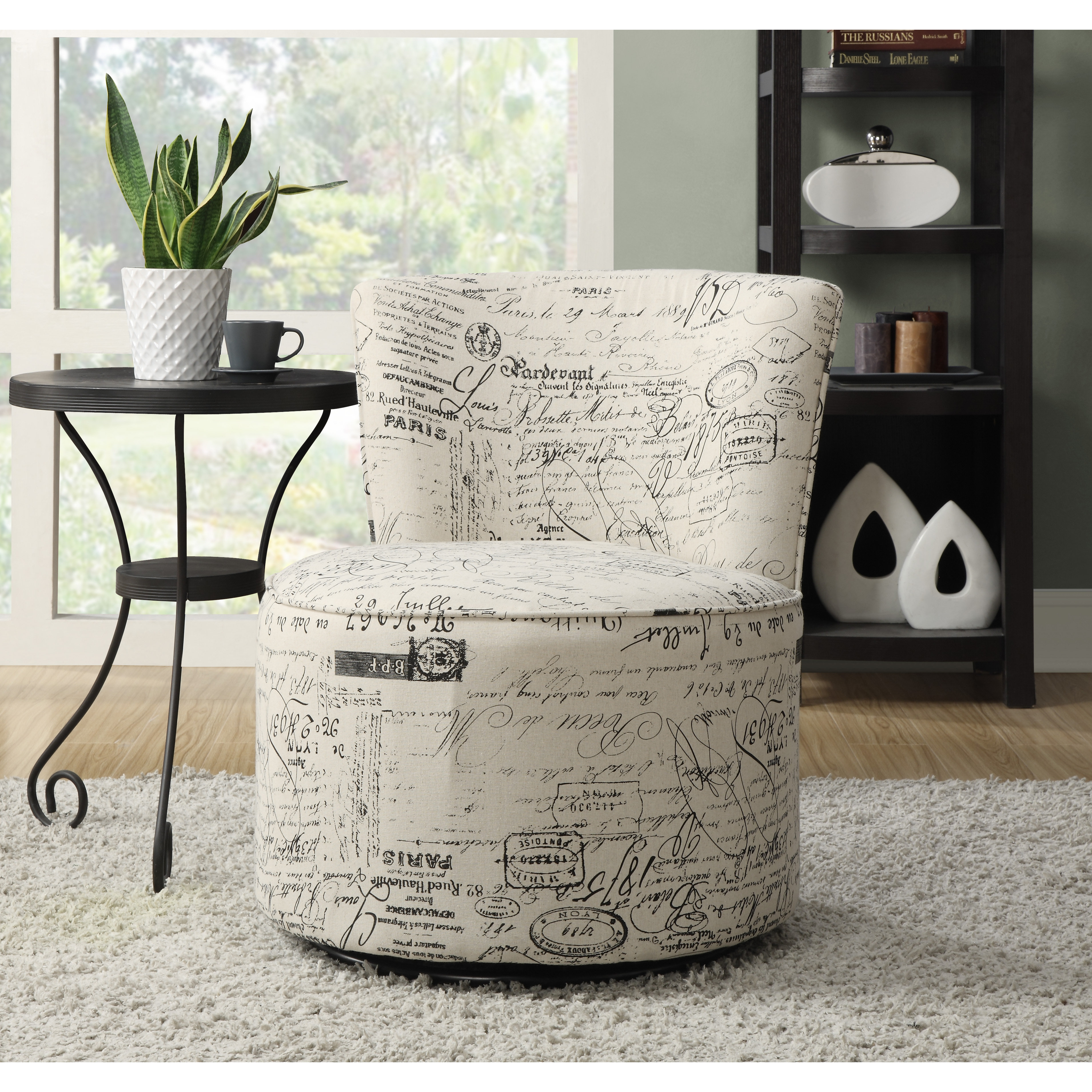 Monarch Specialties Inc. Vintage French Fabric Barrel Chair & Reviews