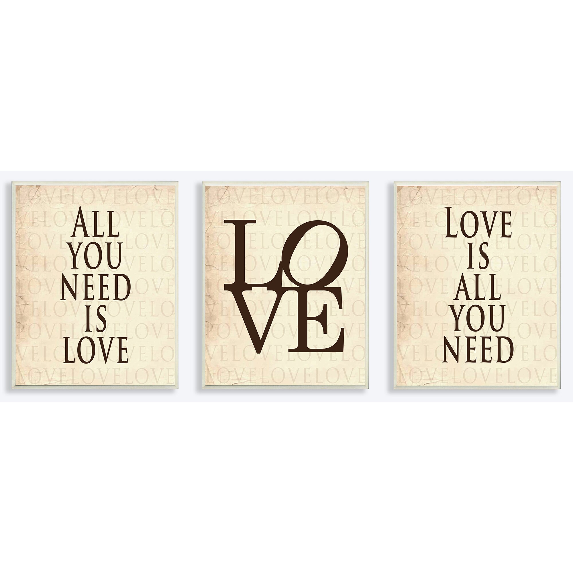 Download Stupell Industries All you Need is Love 3 Piece Textual ...