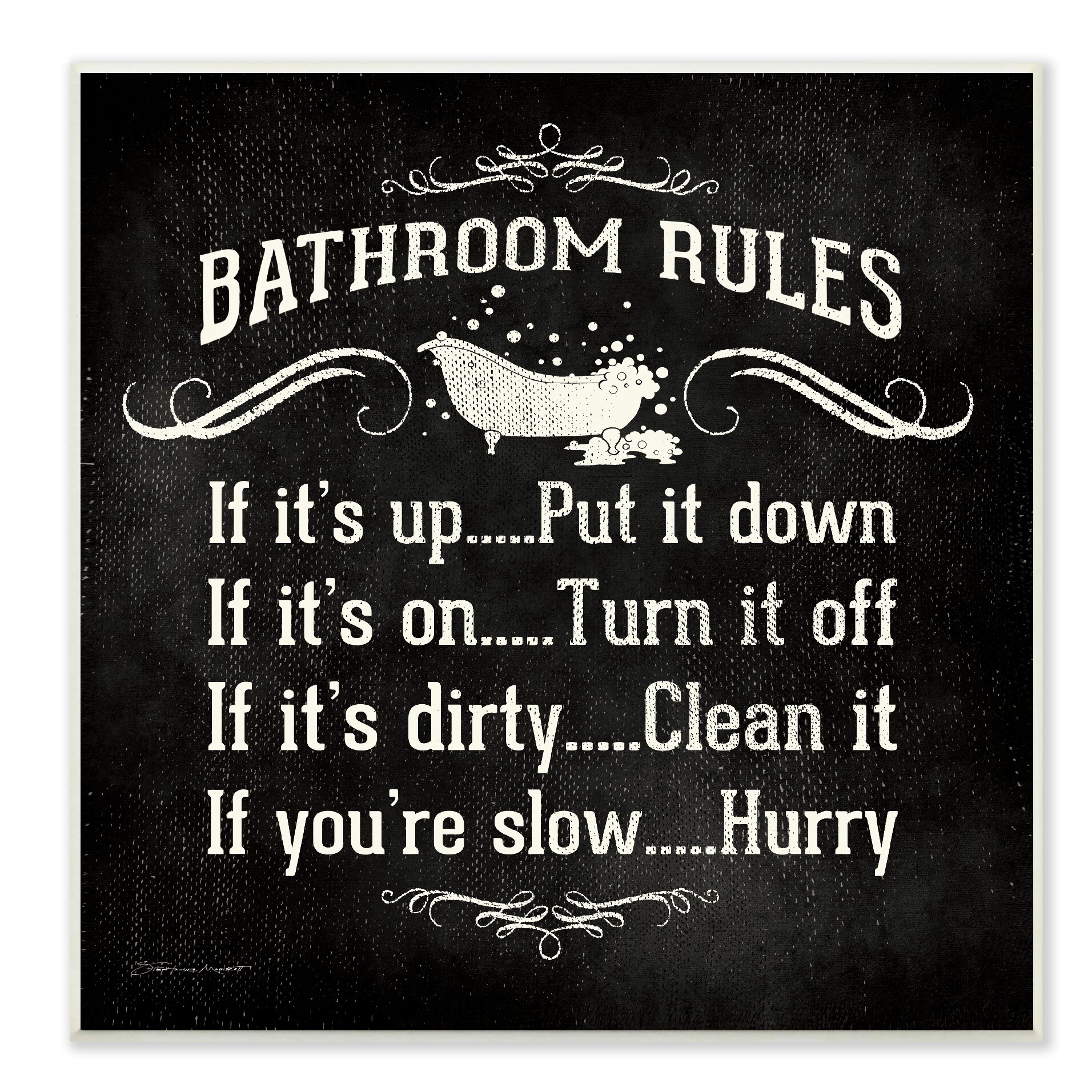 Bathroom rules wall decor