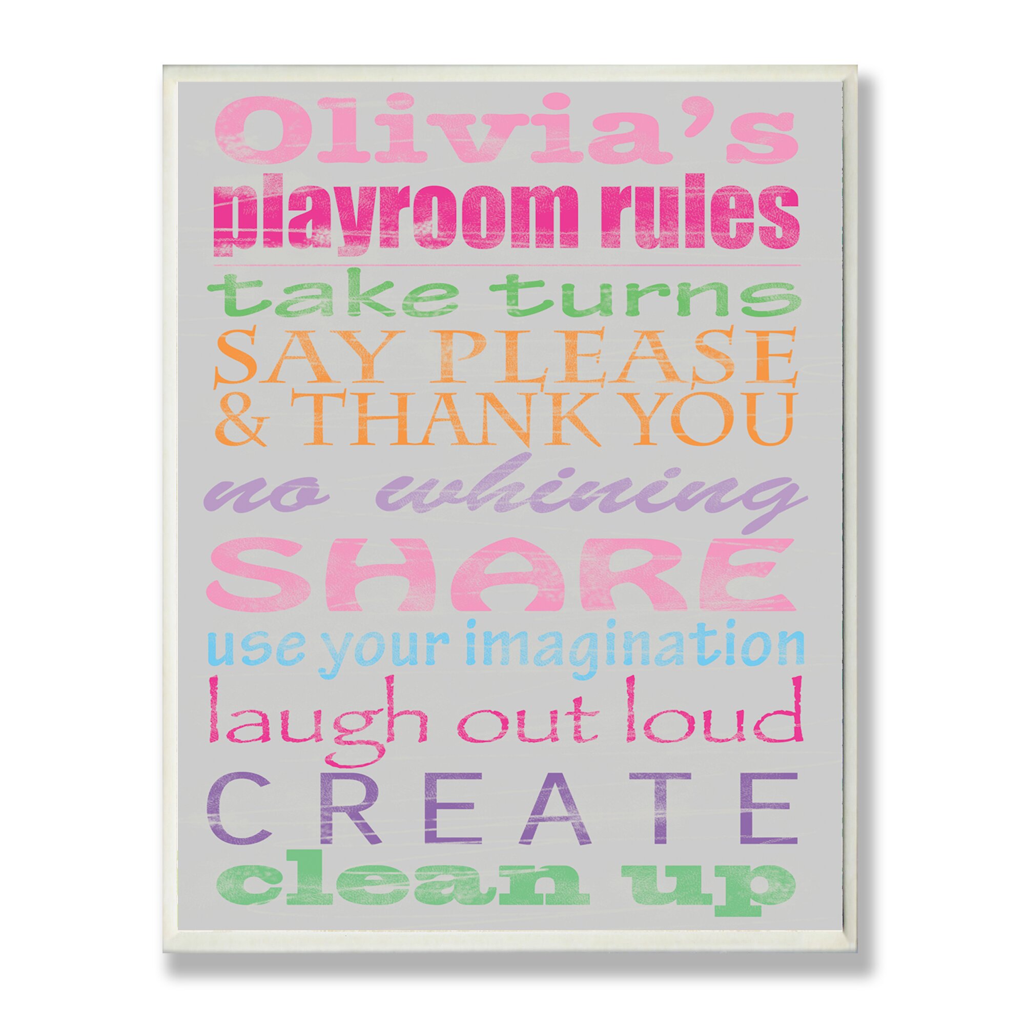 Stupell Industries Kids Room Personalization Girl's Typography Playroom ...