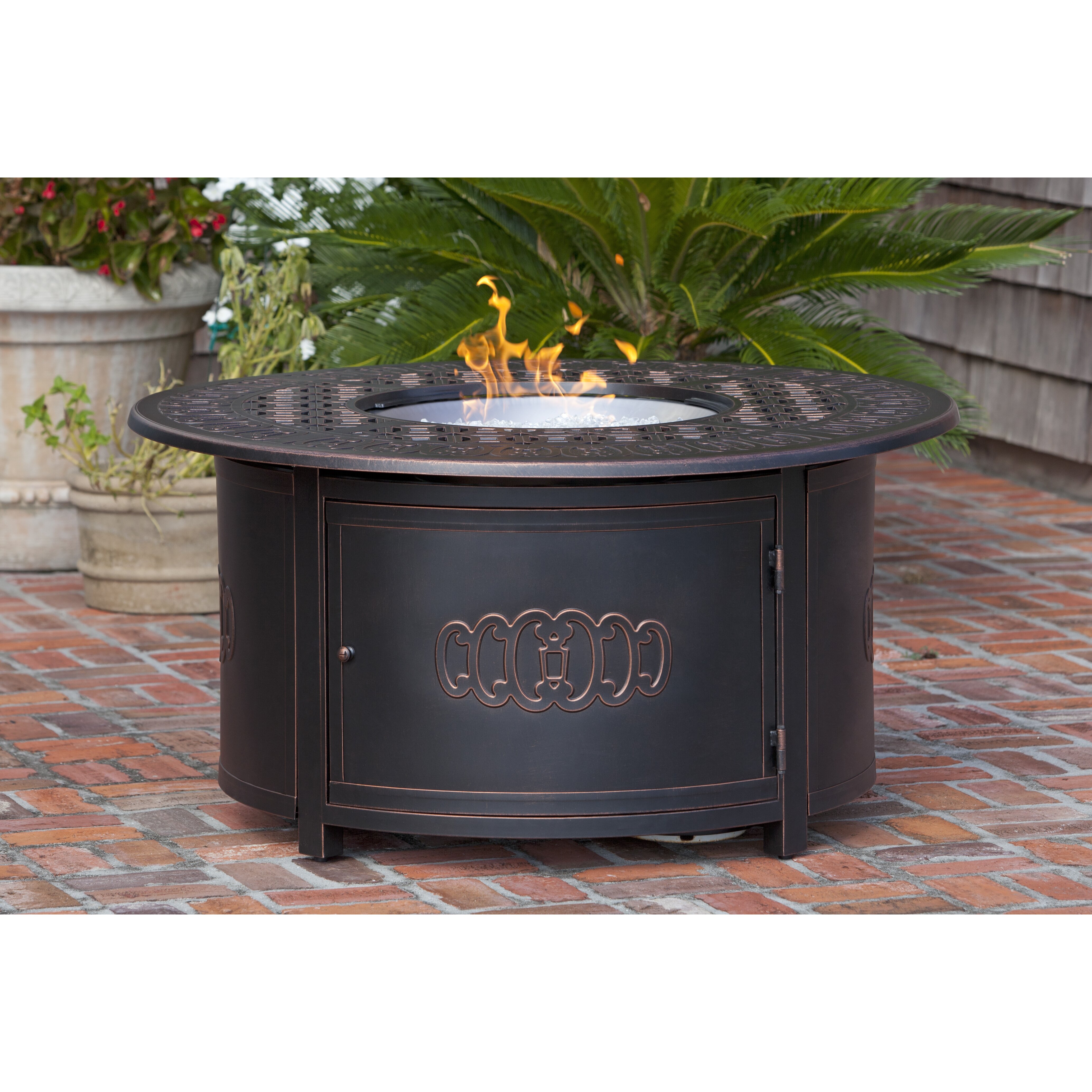 Fire Sense Dynasty Round Cast Aluminum LPG Fire Pit | Wayfair