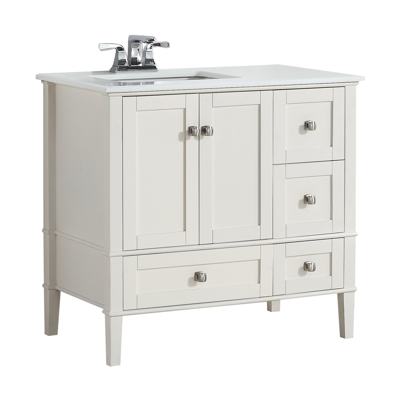 Simpli Home Chelsea 37" Single Left Offset Bath Vanity Set & Reviews