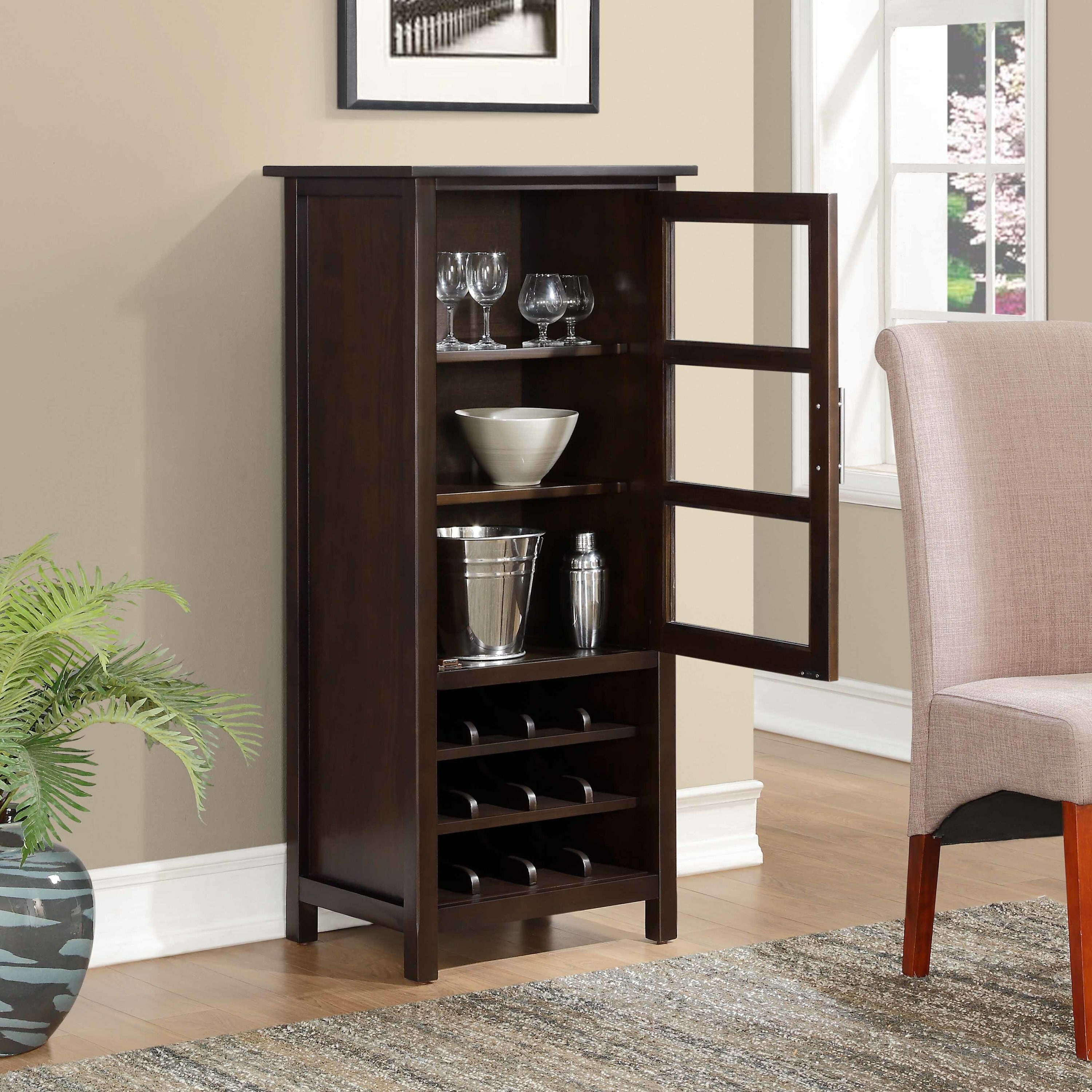 Simpli Home Avalon Bar Cabinet with Wine Storage & Reviews | Wayfair