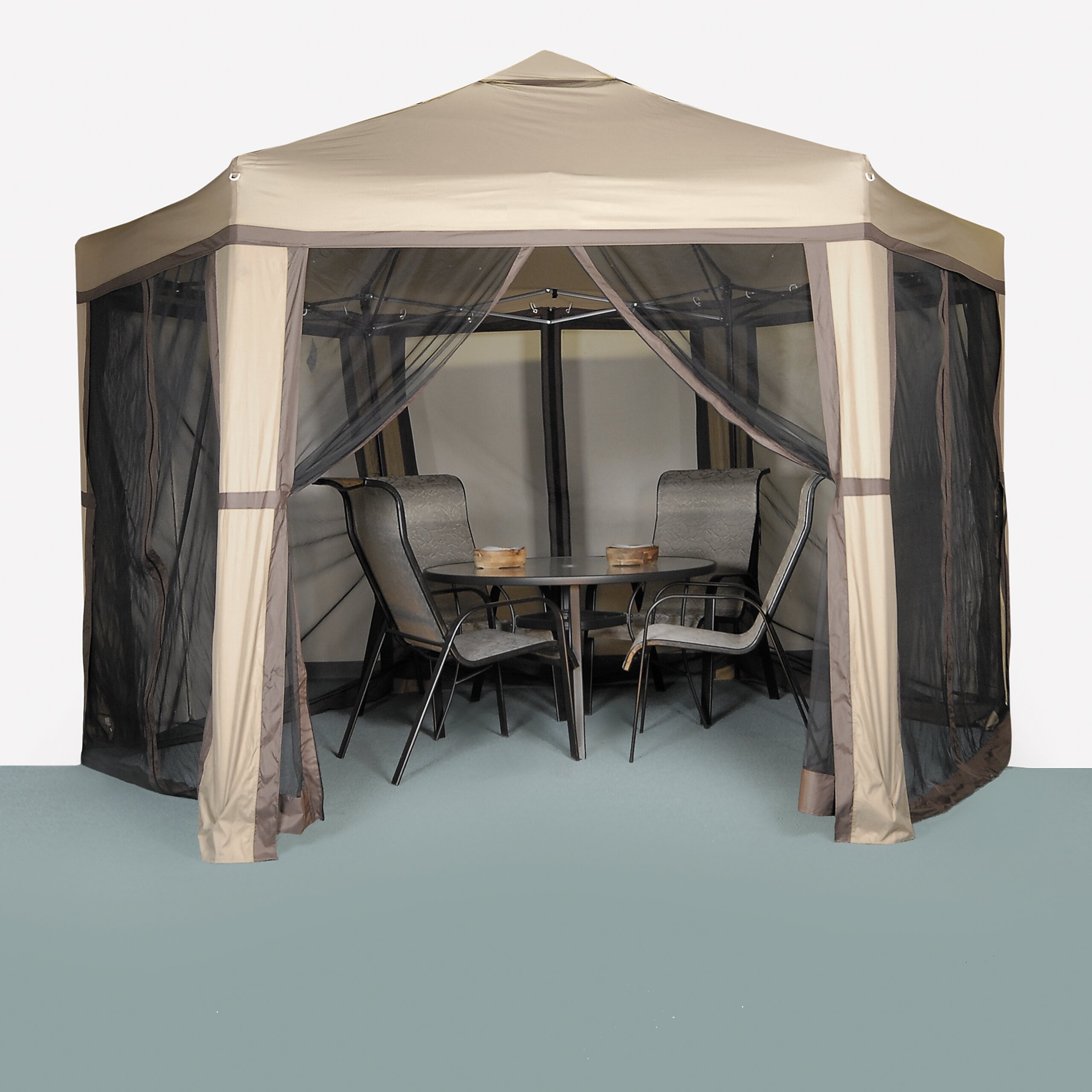 LB International Promo Hex 12 Ft. W x 10 Ft. D Polyester Pop-Up Gazebo ...