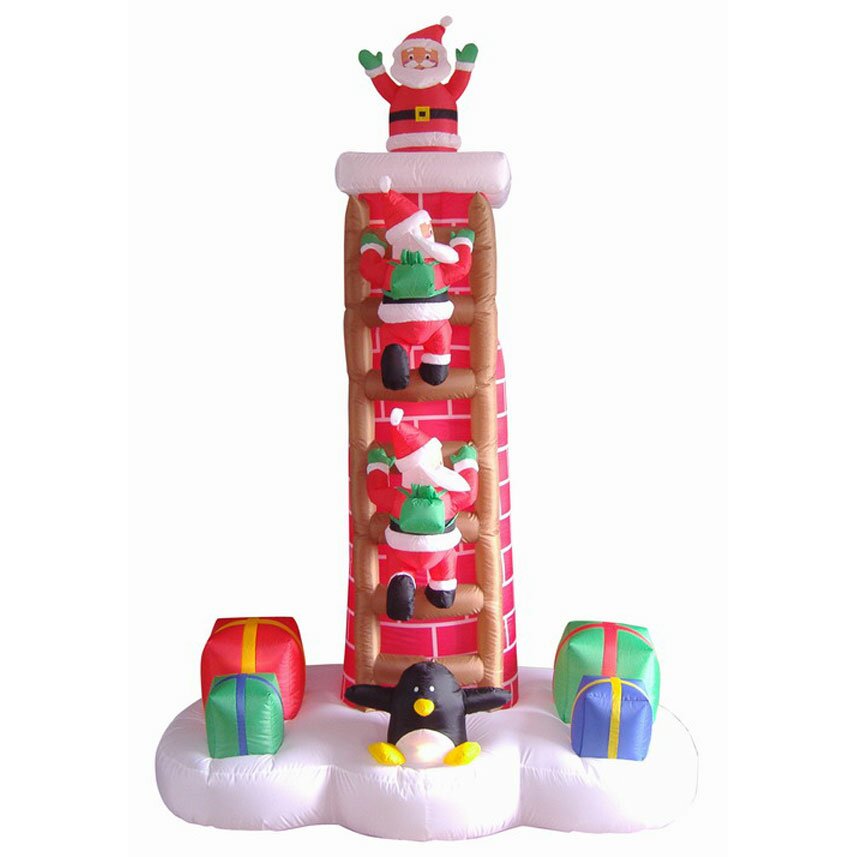 LB International 7' Inflatable Animated Santa Trio on 