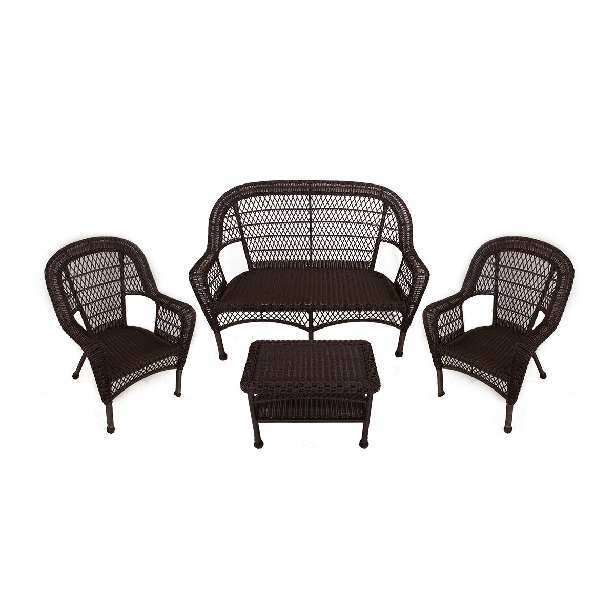 LB International 4 Piece Resin Wicker Patio Furniture Set & Reviews