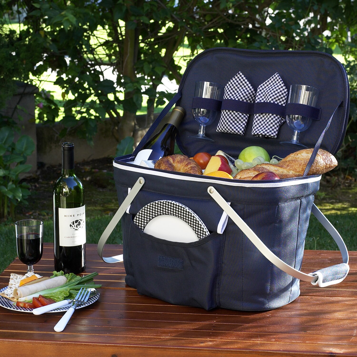 Picnic At Ascot Collapsible Insulated Picnic Basket With Two Place Settings And Reviews Wayfair 7632