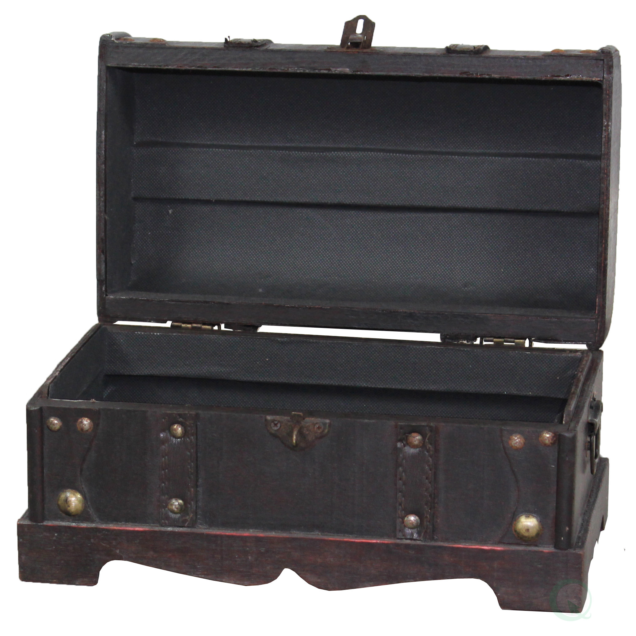 Quickway Imports Small Pirate Style Wooden Treasure Chest in Antique