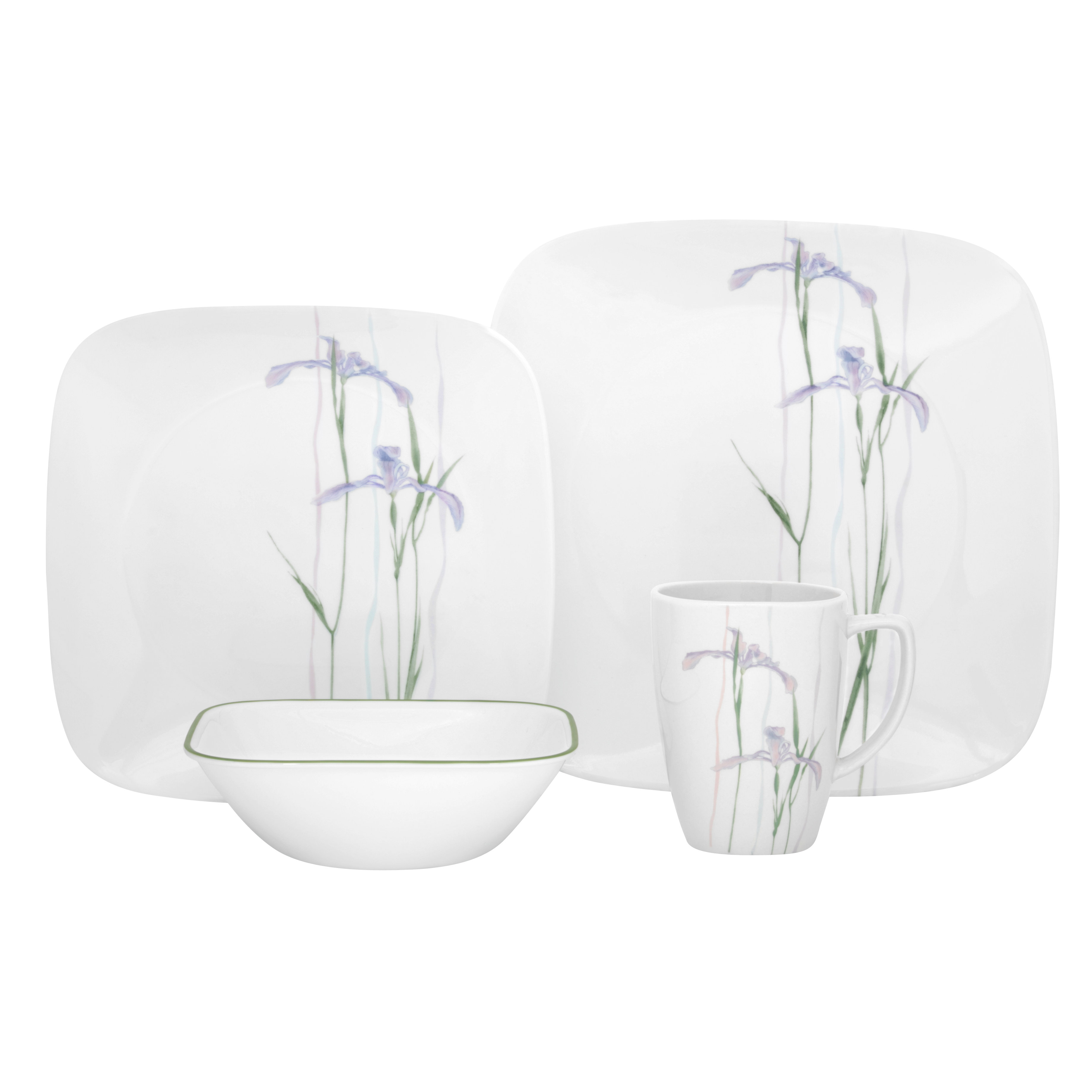 Corelle Impressions Shadow Iris Square 16 Piece Dinnerware Set