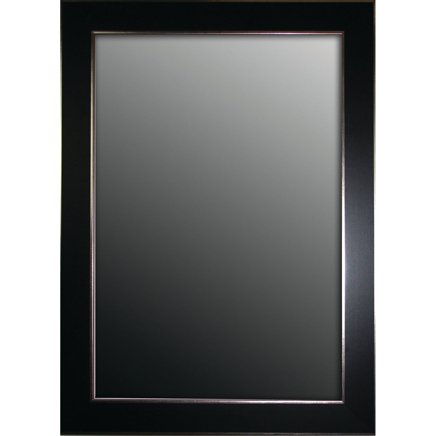 Second Look Mirrors Semi Matte Black with Silver Trim Edges Wall Mirror ...