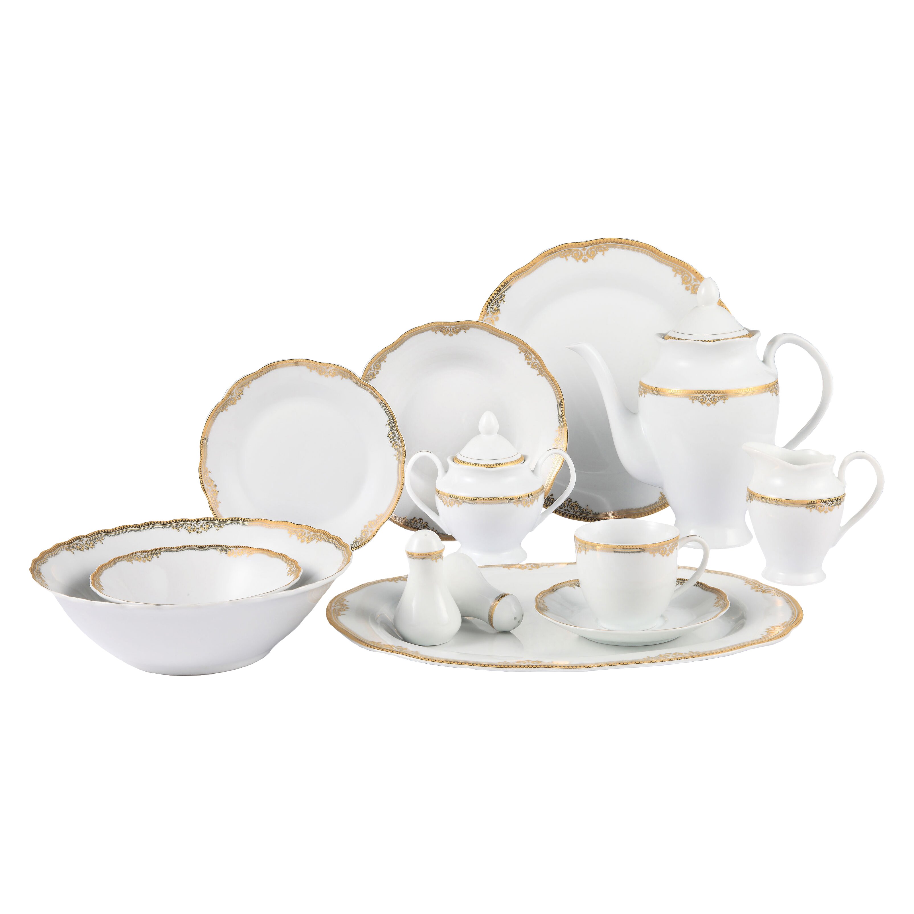 Lorren Home Trends Catherine 57 Piece Dinnerware Set ...