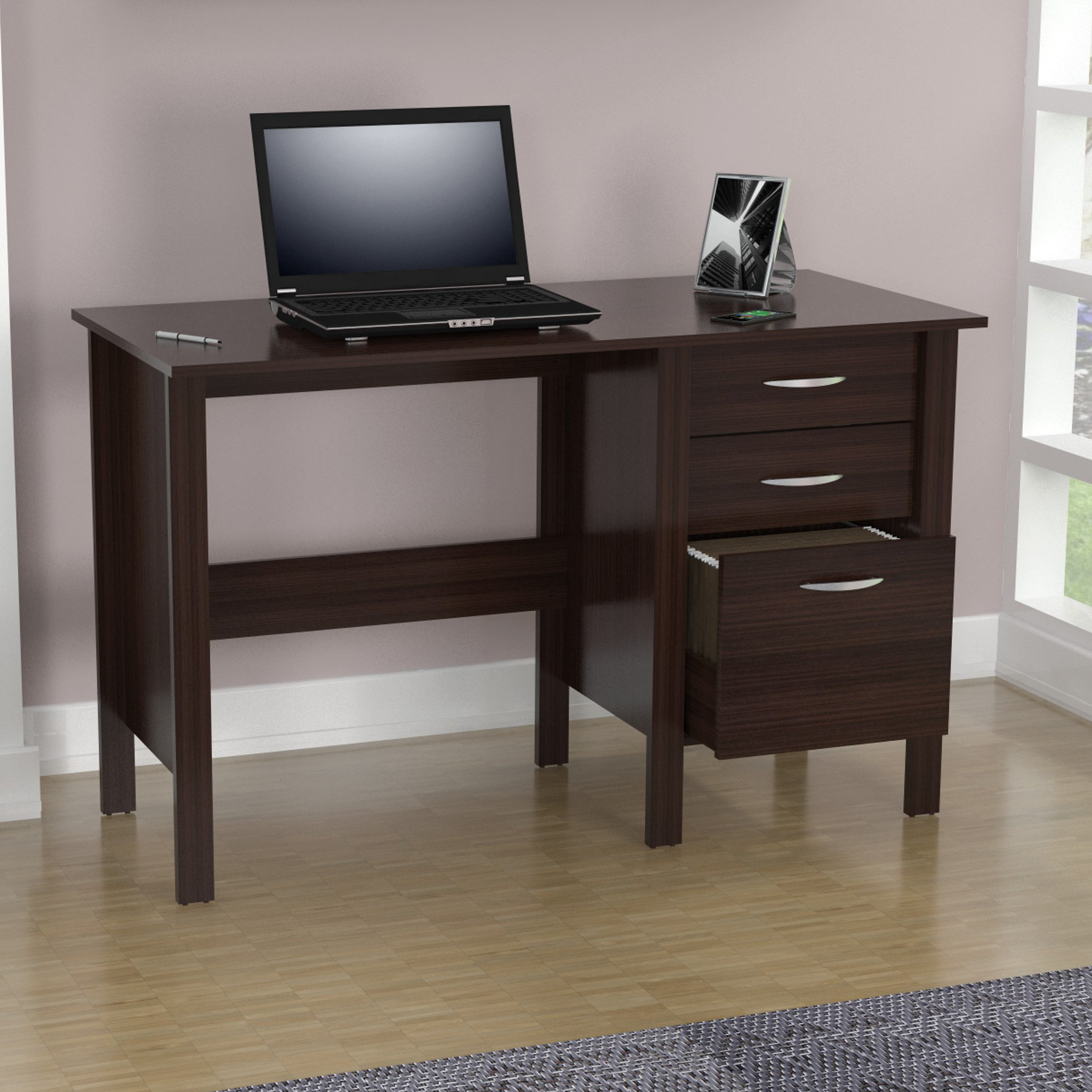 Inval Computer Desk with 3 Drawers & Reviews Wayfair