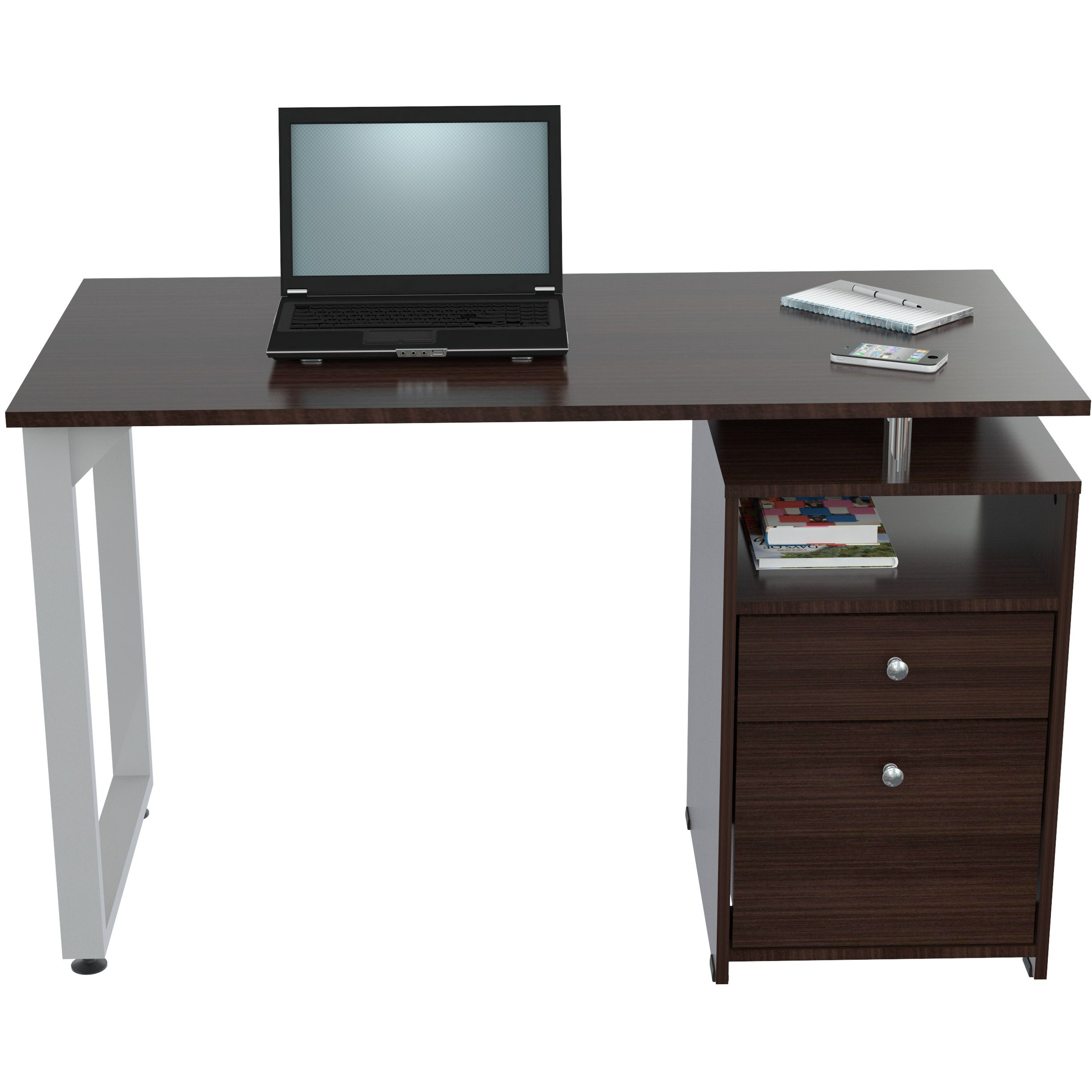Inval Inval Computer Desk with 2 Drawers in Brown & Reviews Wayfair