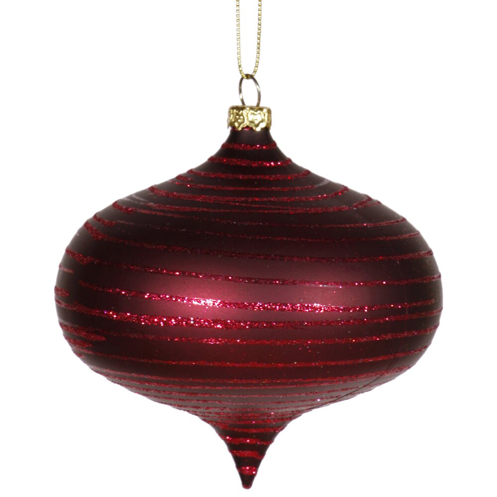 Vickerman Glitter Striped Shatterproof Christmas Onion 