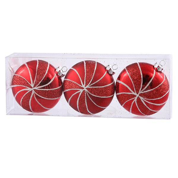 Vickerman 3ct Peppermint Twist Shatterproof Red Candy Swirl Christmas Ornaments 3.75" & Reviews ...