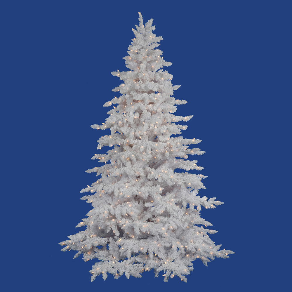 Vickerman Flocked White Spruce 4.5' Artificial Christmas Tree with 225 ...