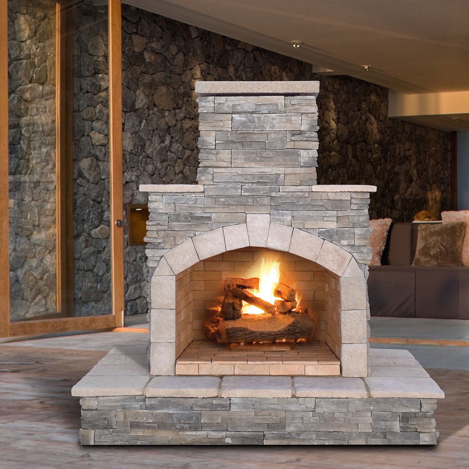 CalFlame Natural Stone Propane / Gas Outdoor Fireplace  Reviews  Wayfair