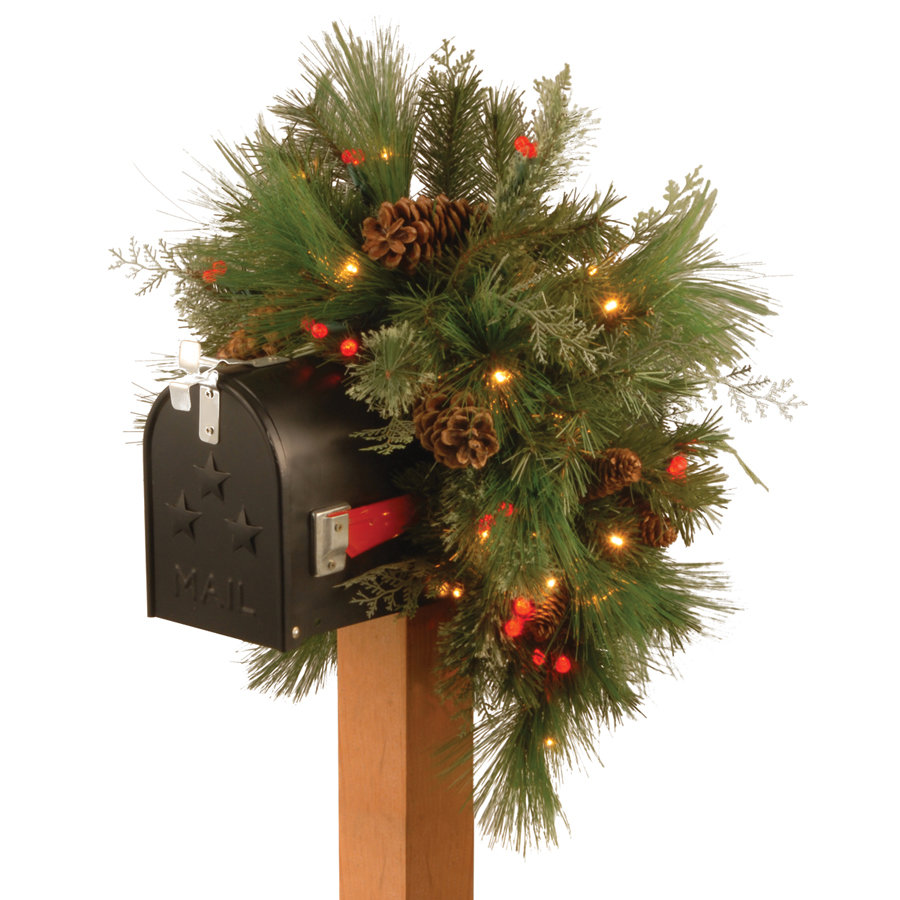 National Tree Co. PreLit Pine Mailbox Swag & Reviews Wayfair