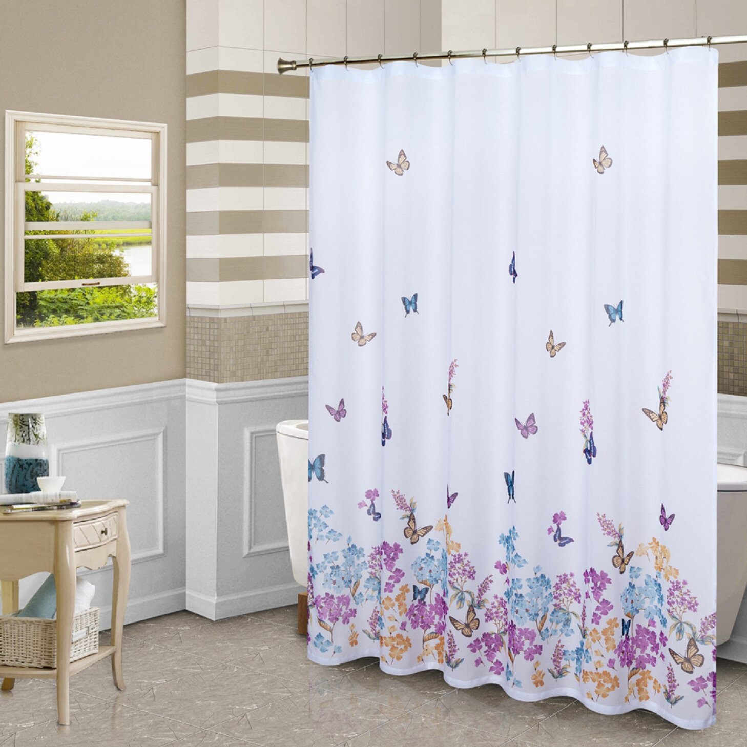 United Curtain Co. Butterfly Shower Curtain & Reviews | Wayfair