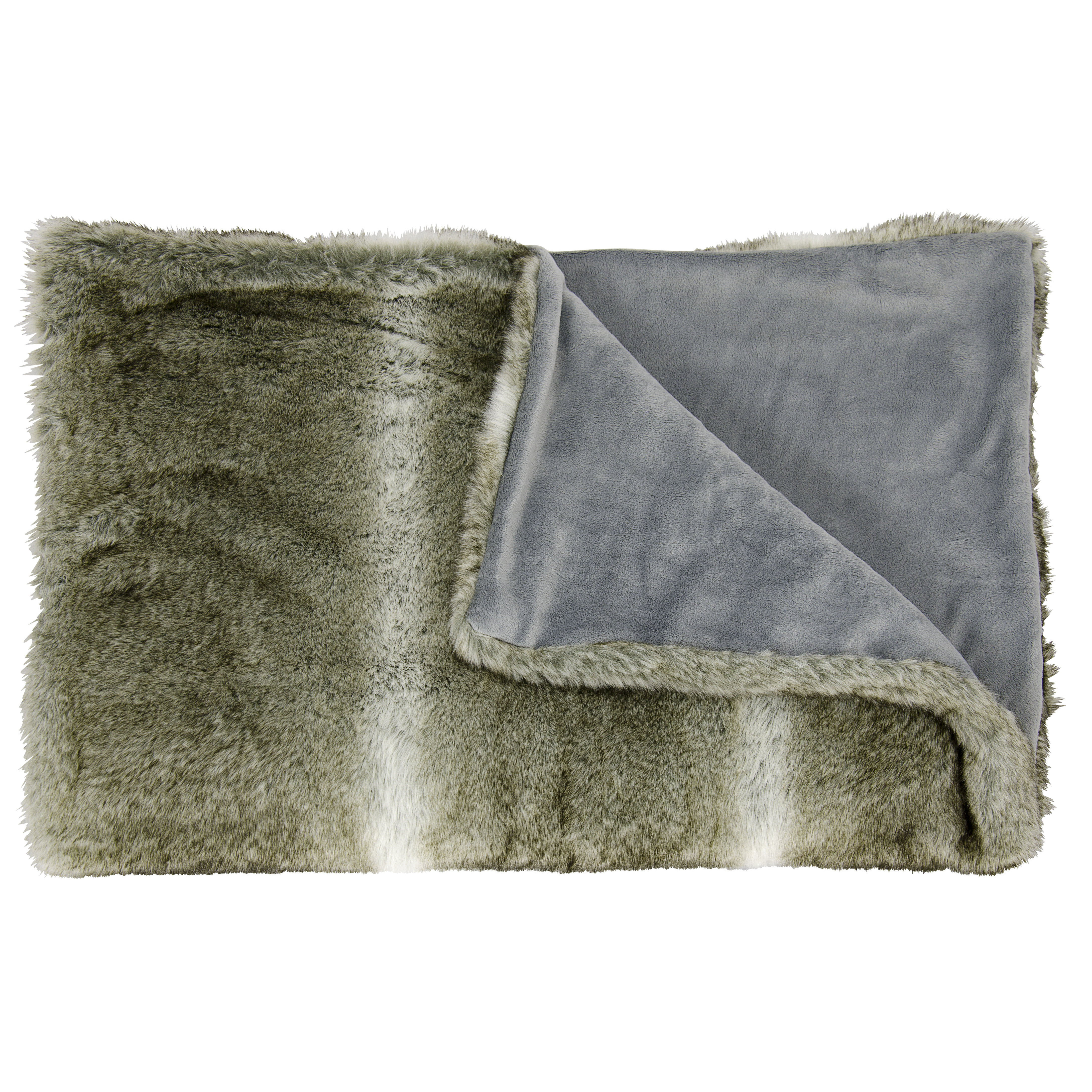Mina Victory Faux Wolf Fur Throw Blanket & Reviews Wayfair