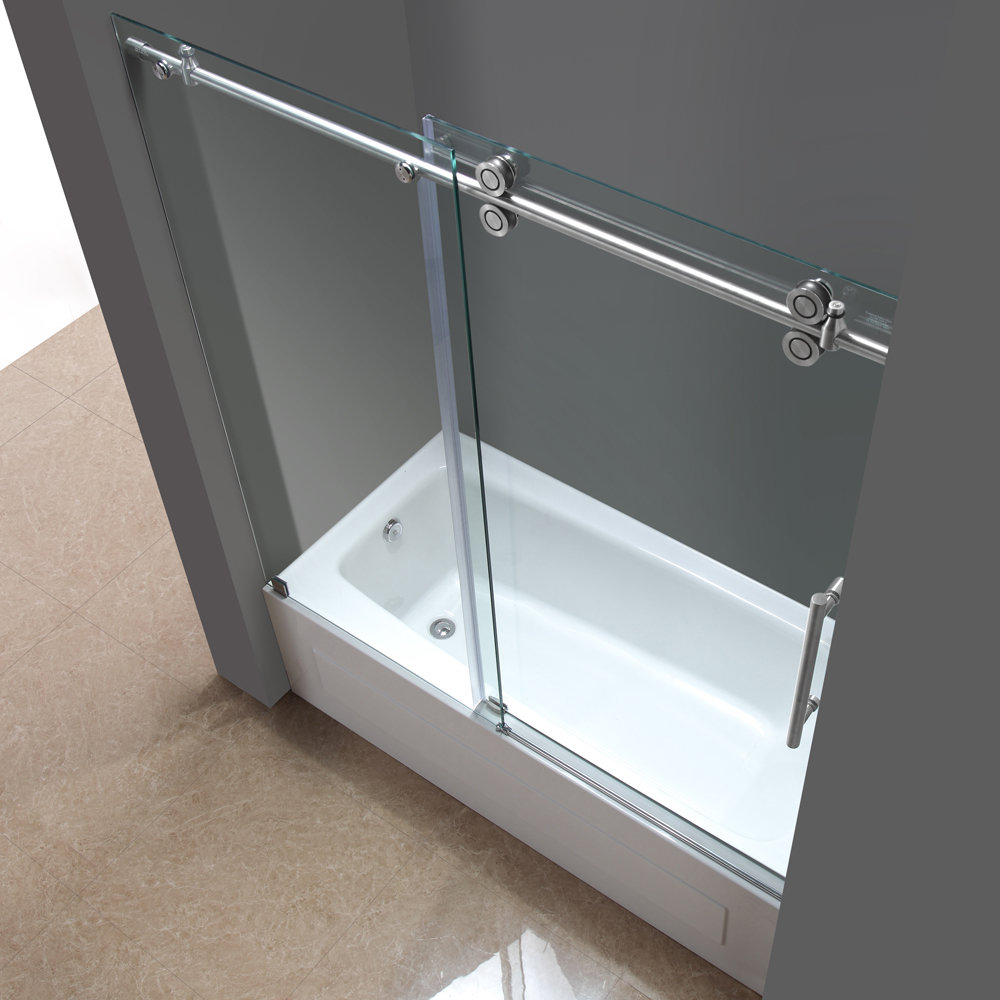 Aston Langham 60" x 60" Single Sliding Completely Frameless TubHeight