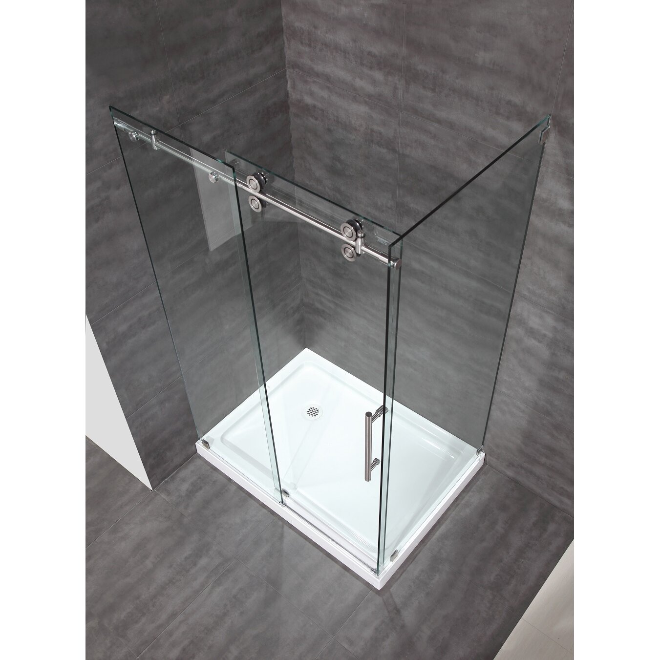 Aston Langham 48 X 35 X 77 5 Completely Frameless Sliding Shower Enclosure With Base