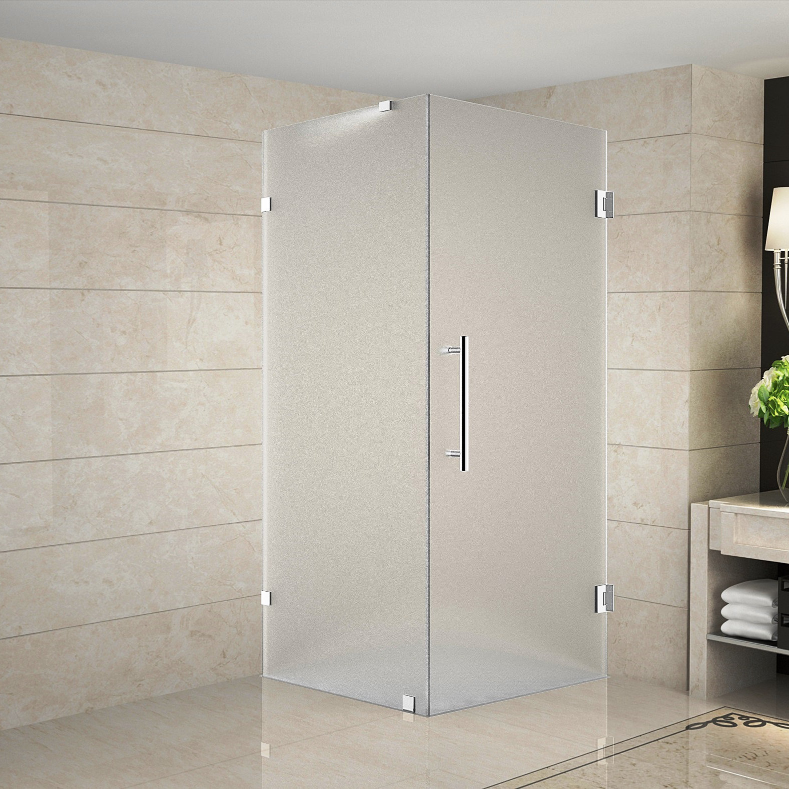 Aston Aquadica 36" x 36" x 72" Completely Frameless Square Hinged