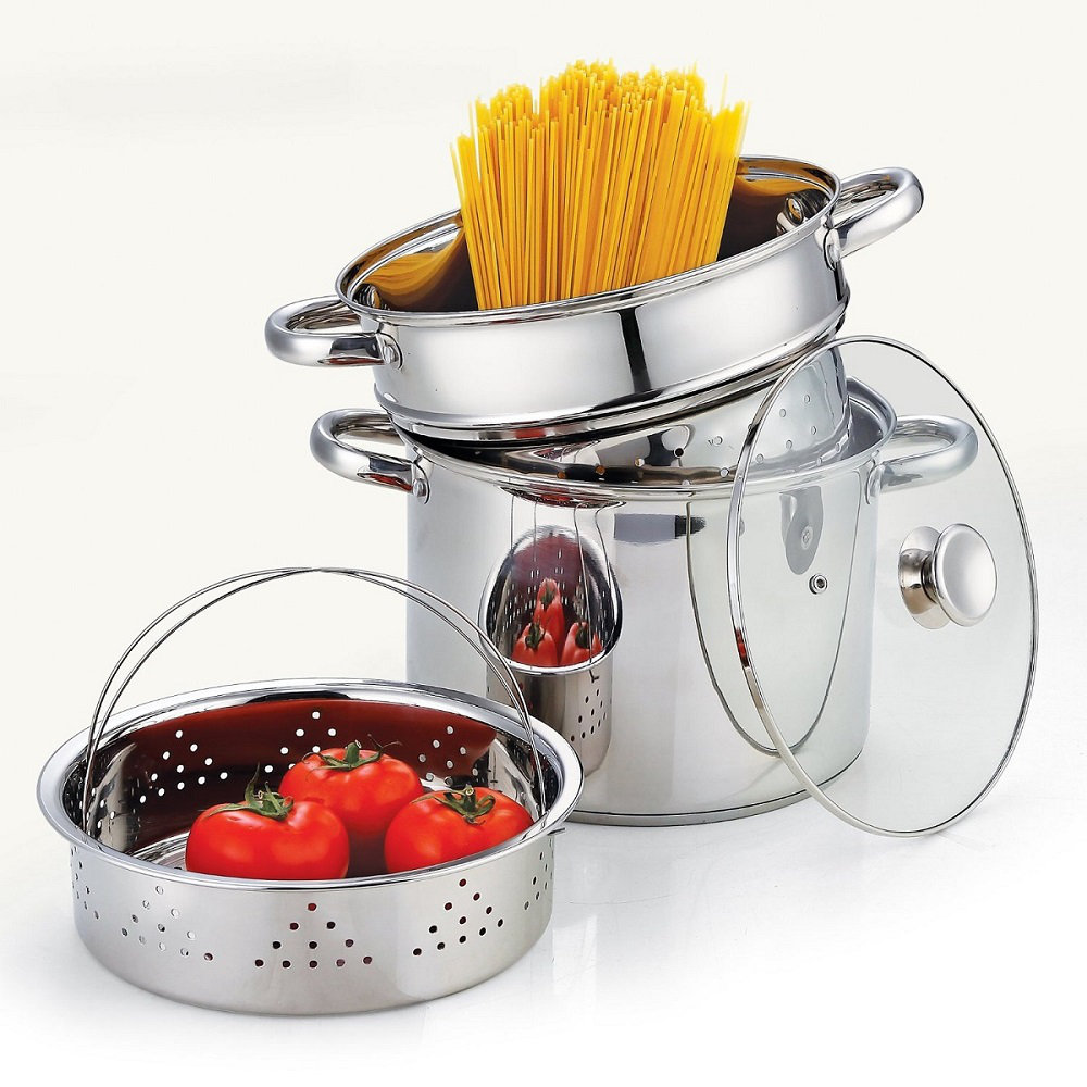 Cook N Home Stainless Steel 4 Piece Pasta Cooker Steamer MultiPot