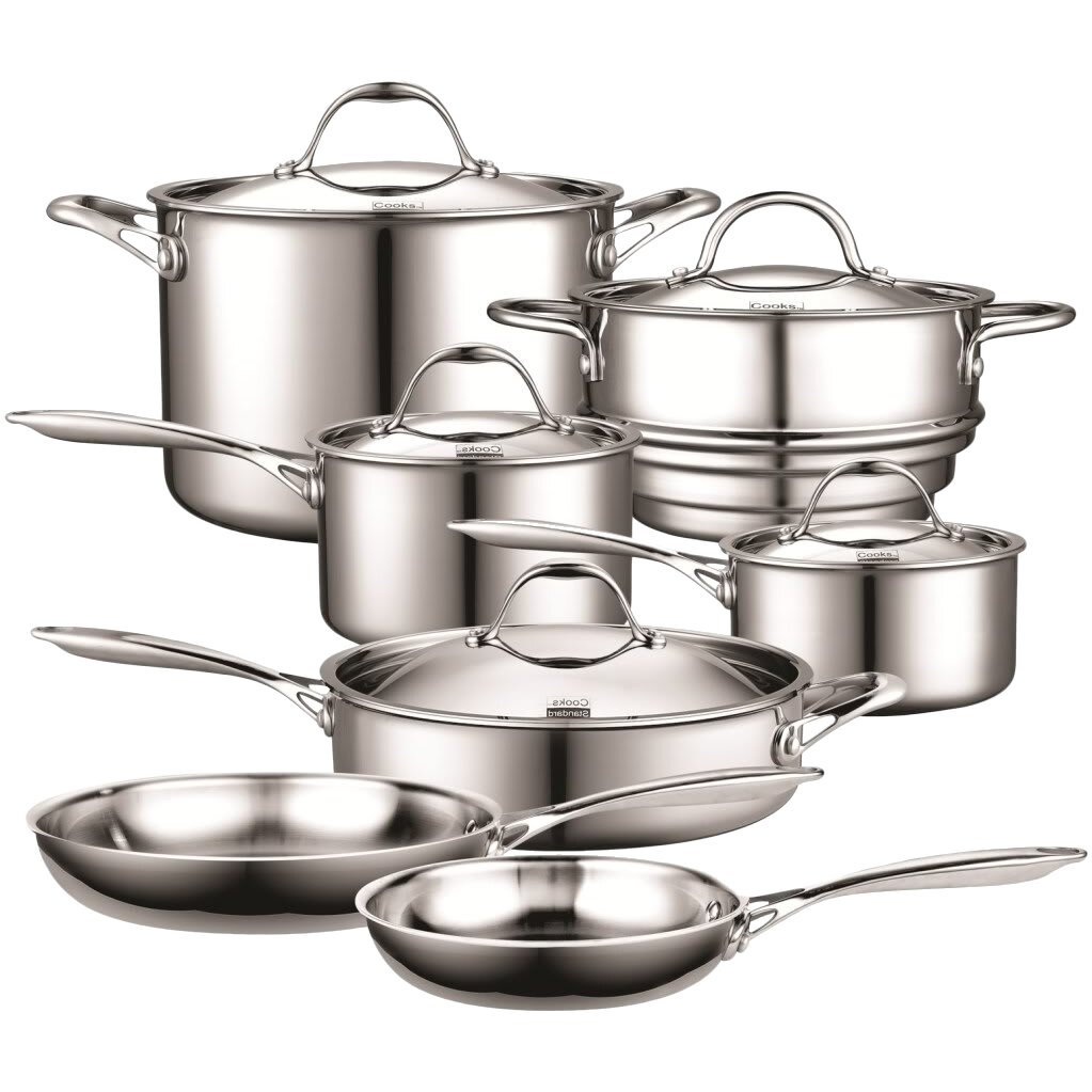 Cooks Standard 12 Piece Multi-Ply Clad Stainless-Steel Cookware Set ...