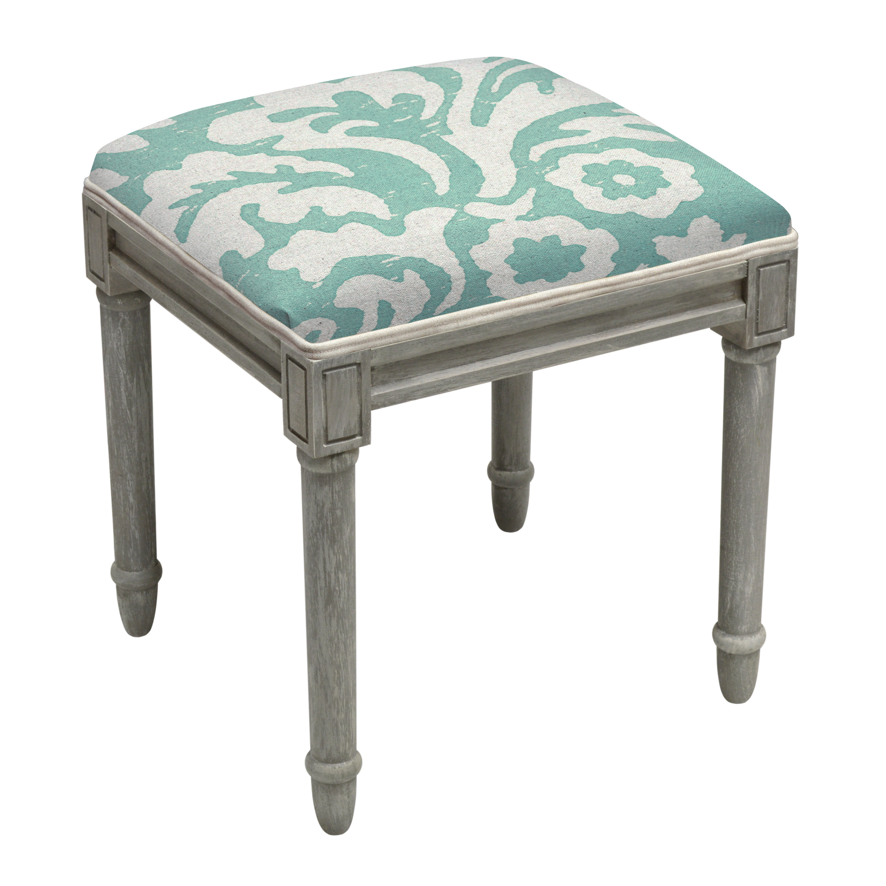 123 Creations Jacobean Floral Upholstered Wooden Vanity Stool Wayfair