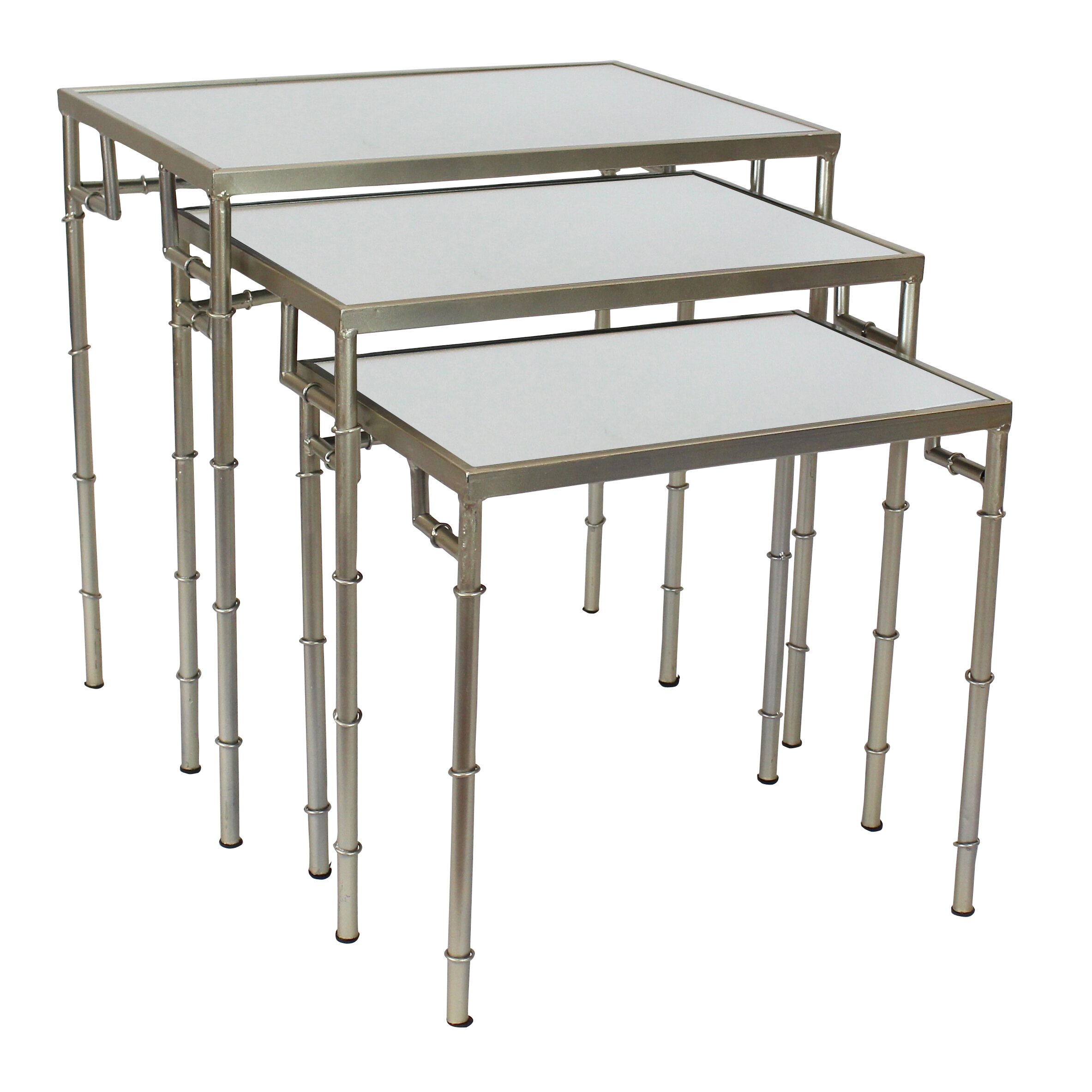 Ariana 3 Pices Silver Metal Nesting Tables 6861