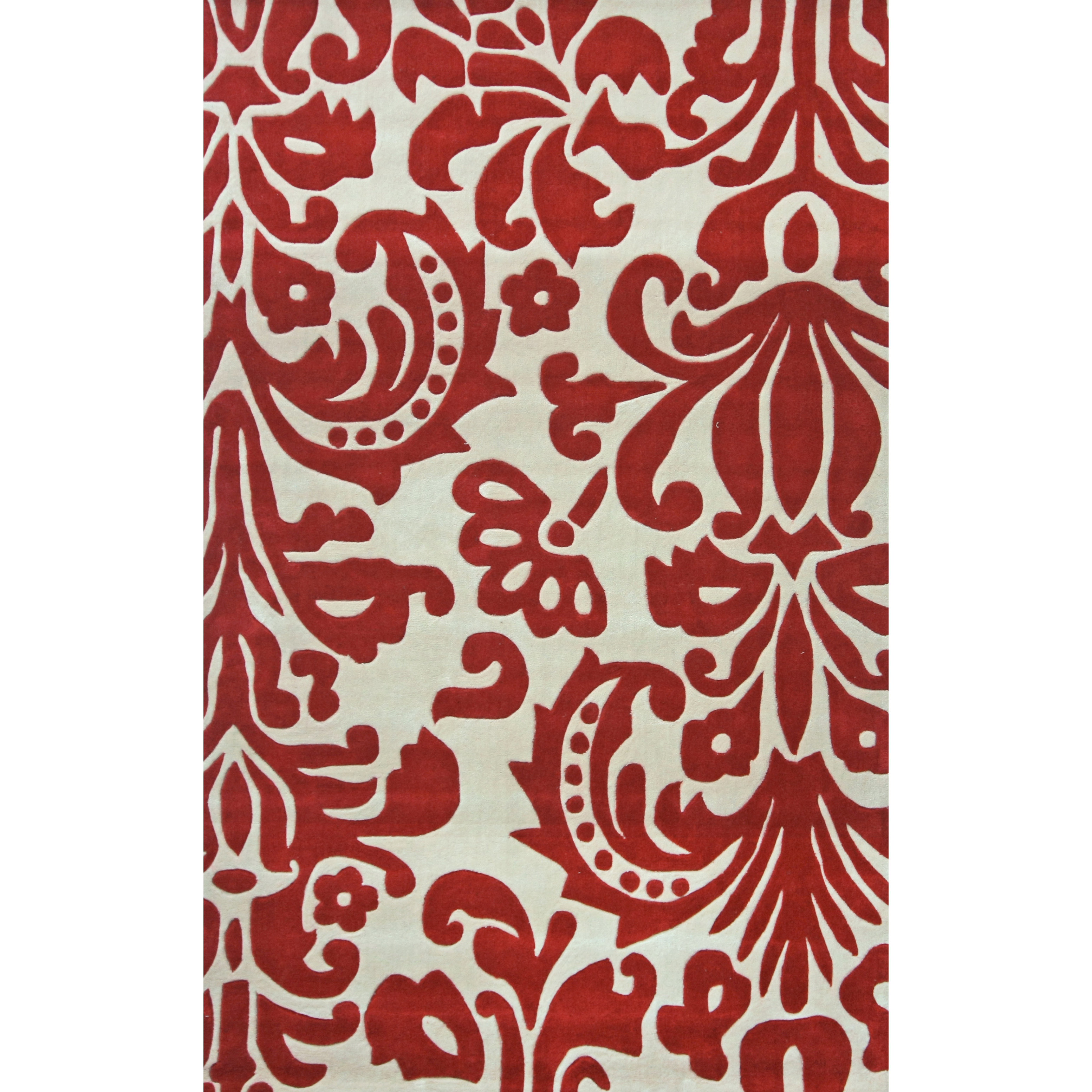 nuLOOM Cine Red Modern Damask Area Rug & Reviews Wayfair