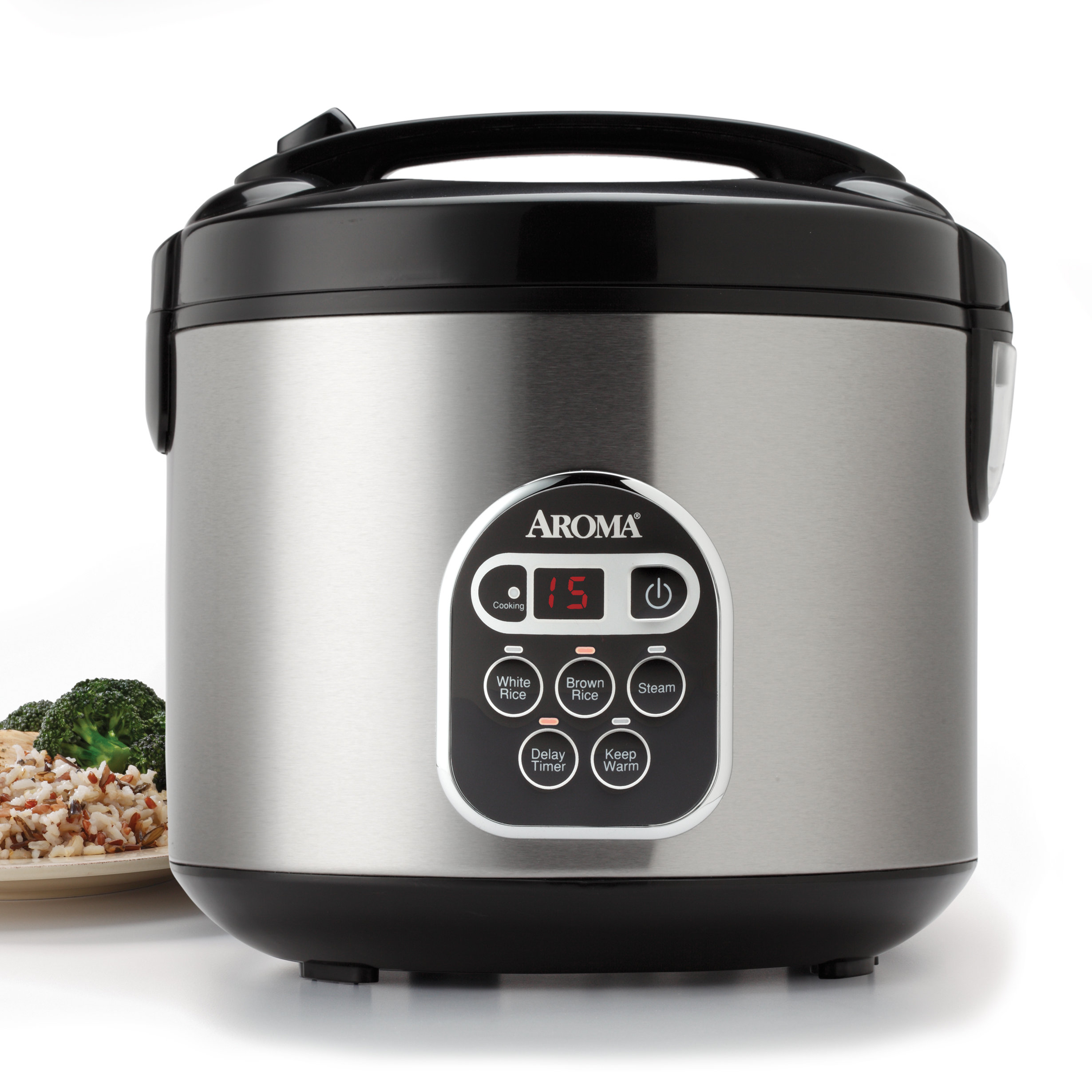 Aroma 20-Cup Stainless Steel Digital Slow Cooker, Food Steamer and Rice ...