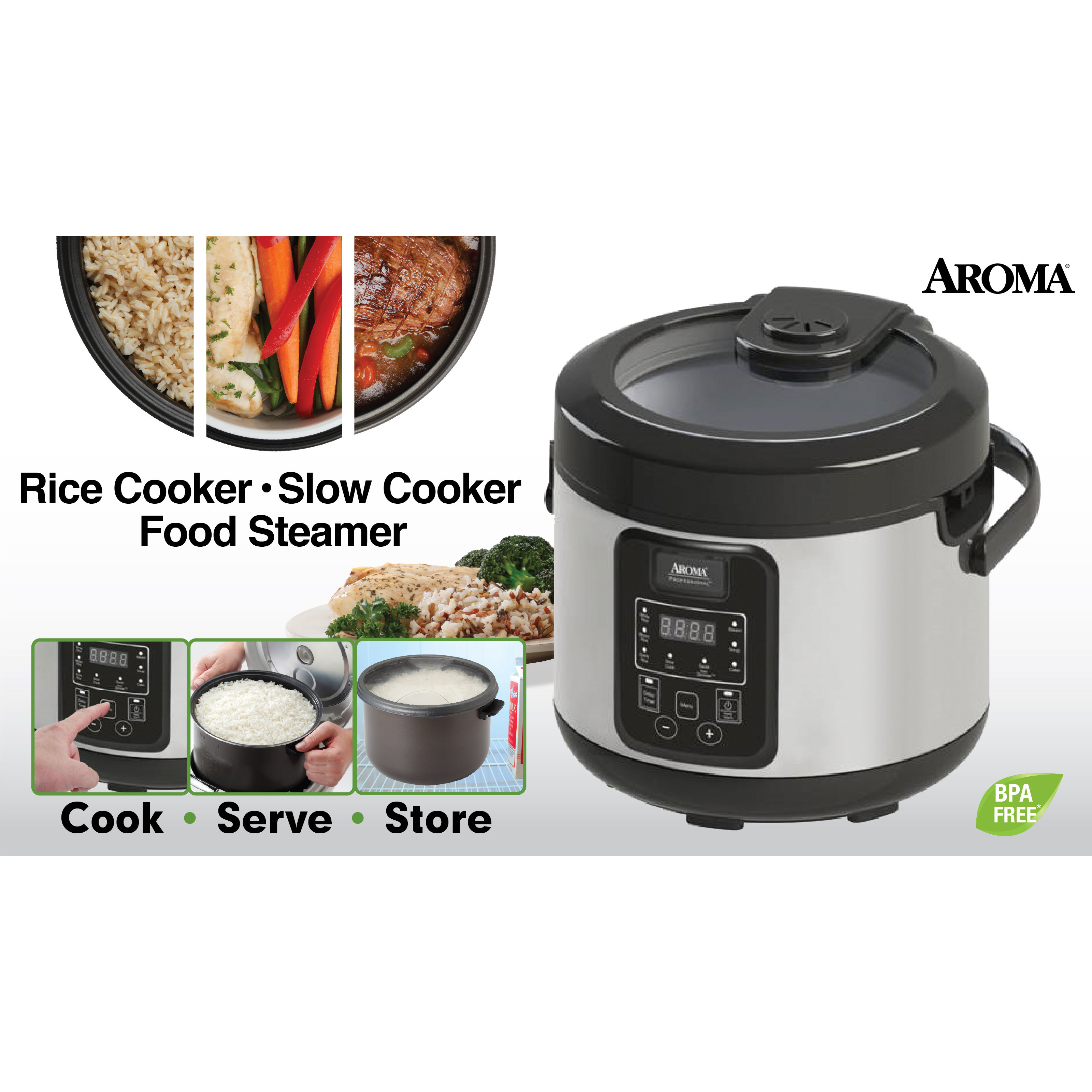 Aroma 16Cup Slow Cooker, Food Steamer and Rice Cooker Wayfair