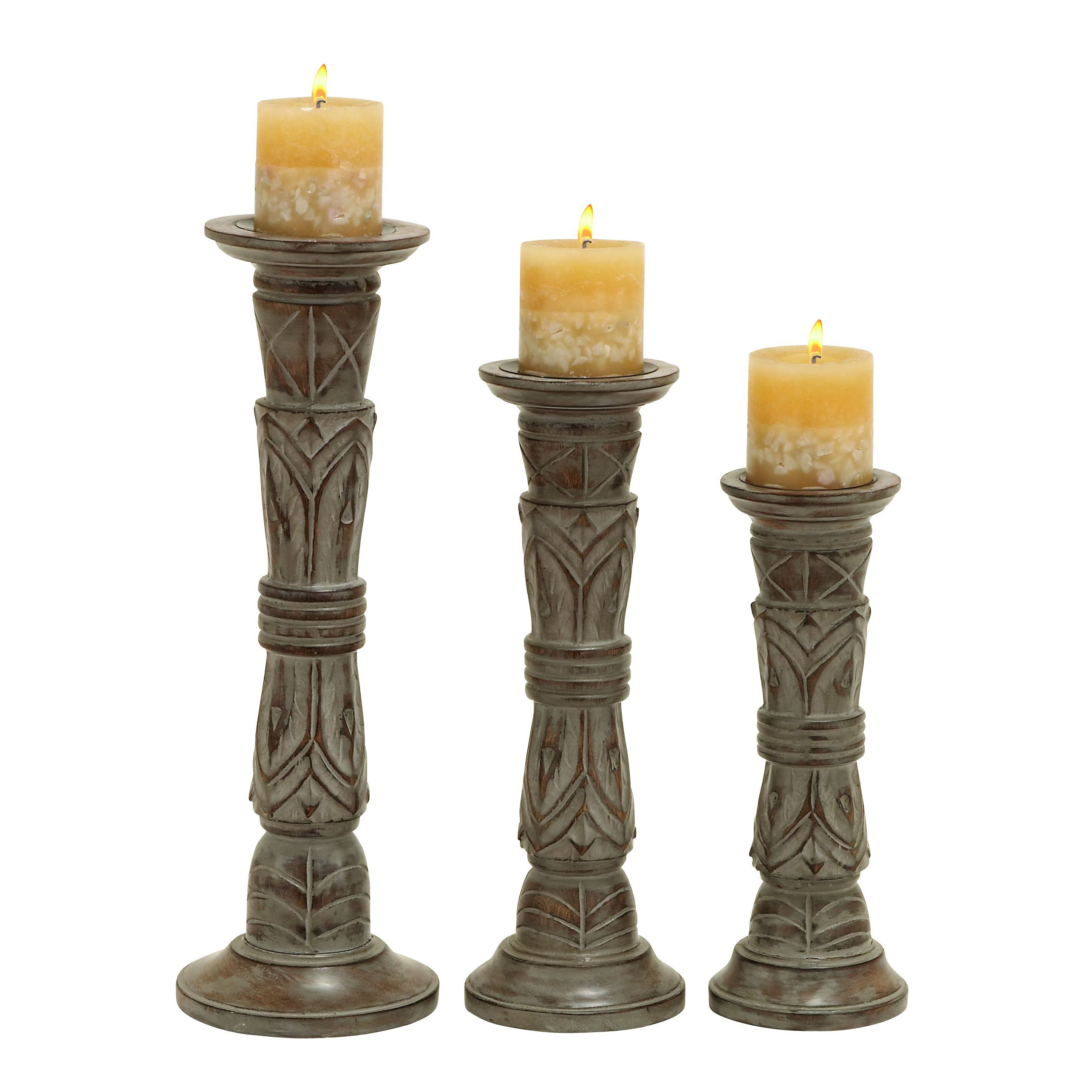 Woodland Imports Wooden Candle Holder 51524