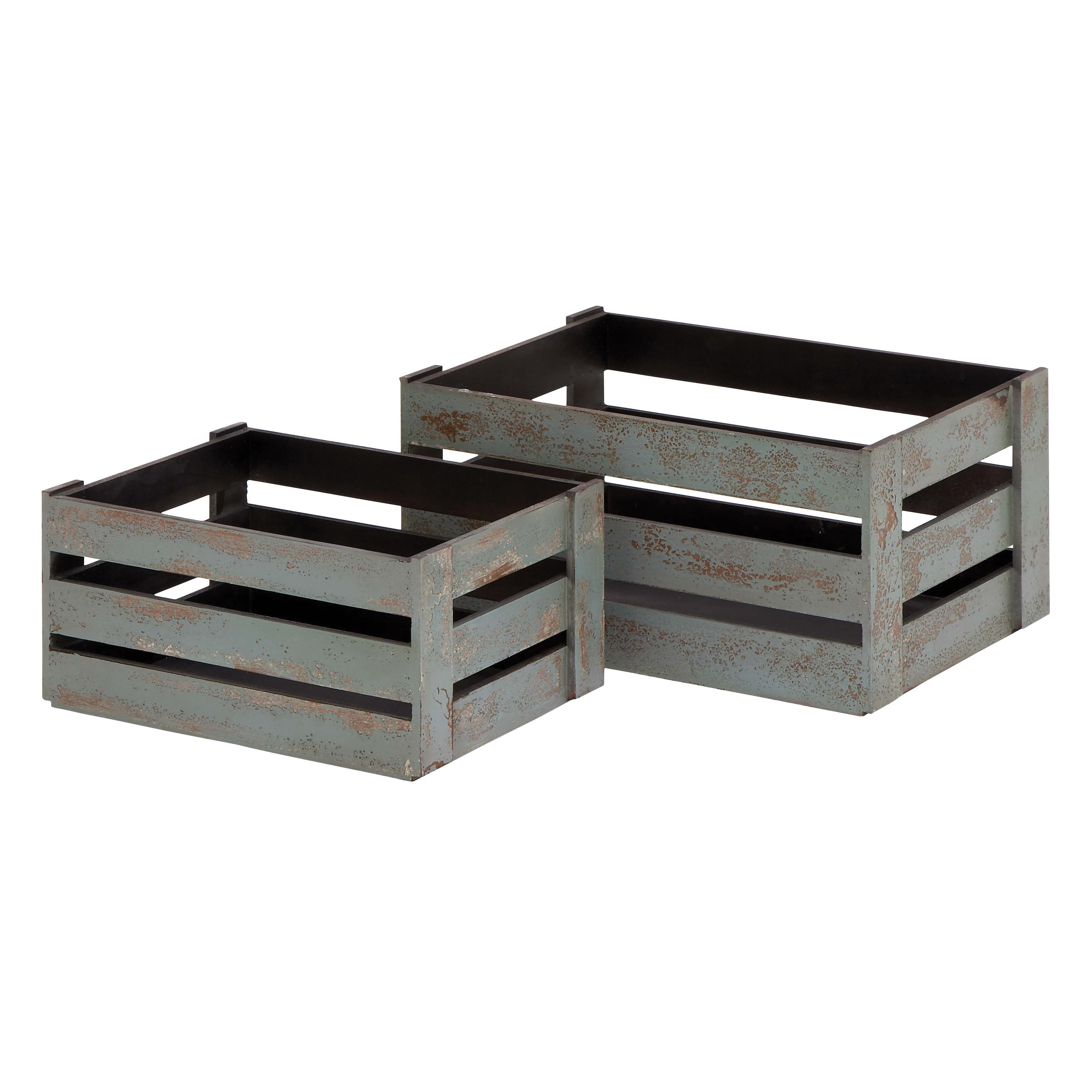 Woodland Imports 2 Piece Wood Crate Basket Set & Reviews Wayfair