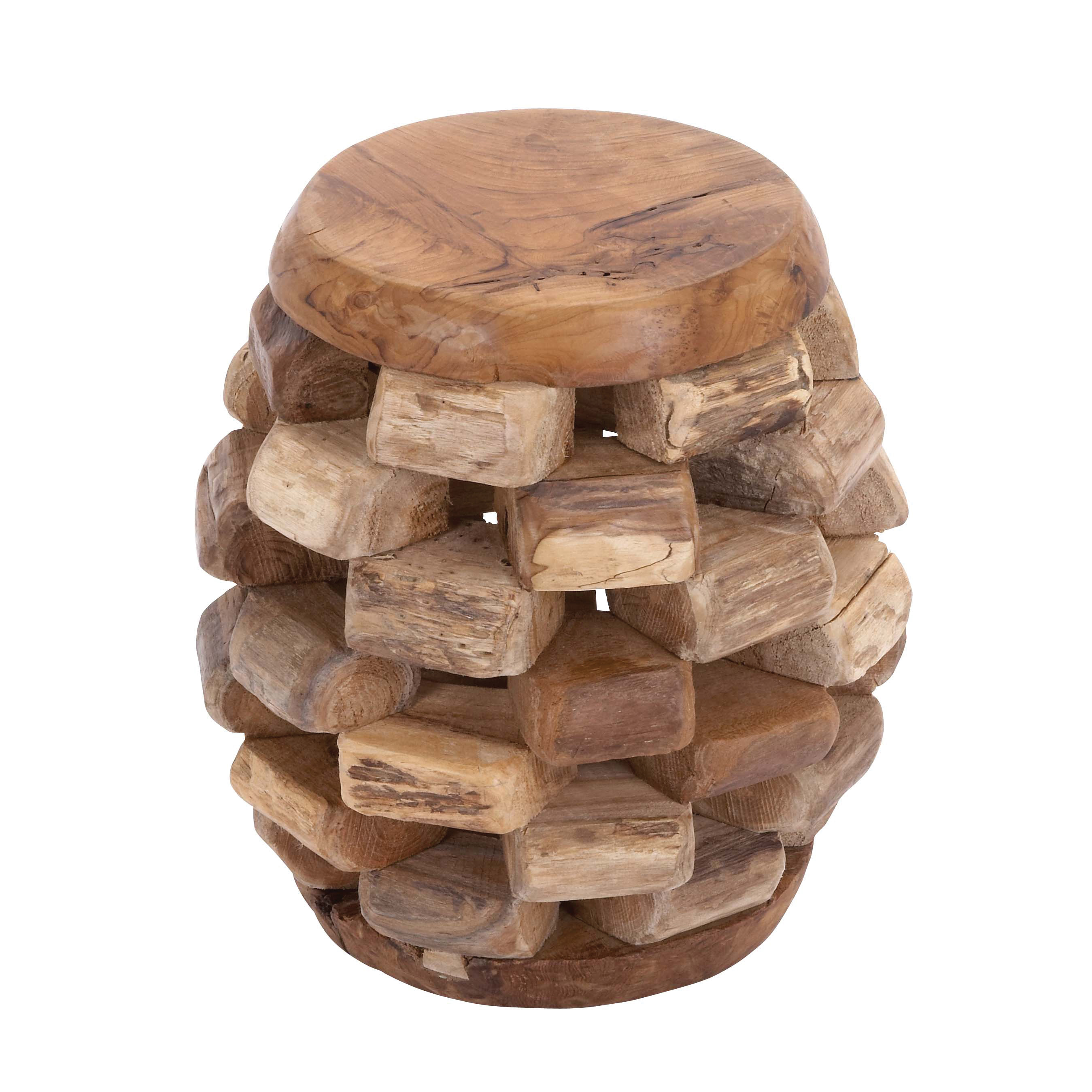 Woodland Imports Solid Wooden Teak Material Stool & Reviews Wayfair