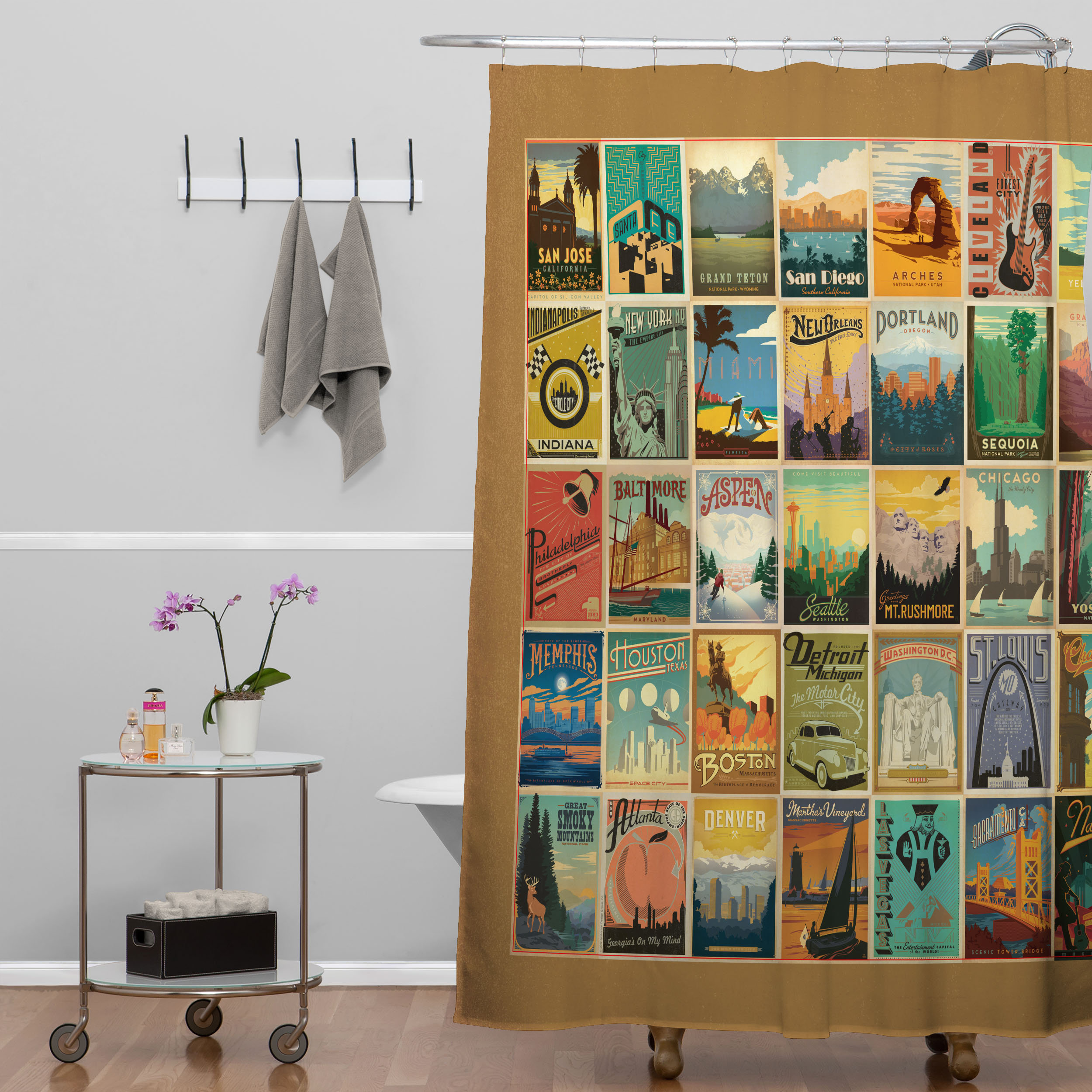 DENY Designs Anderson Design Group City Pattern Border Shower Curtain