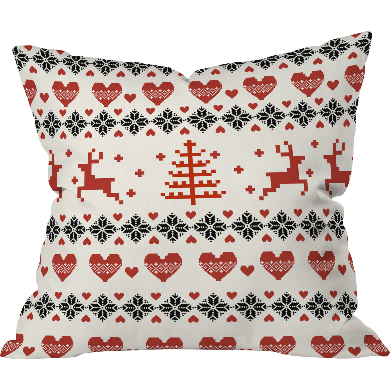 DENY Designs Natt Knitting Deer White Hearts Throw Pillow Wayfair