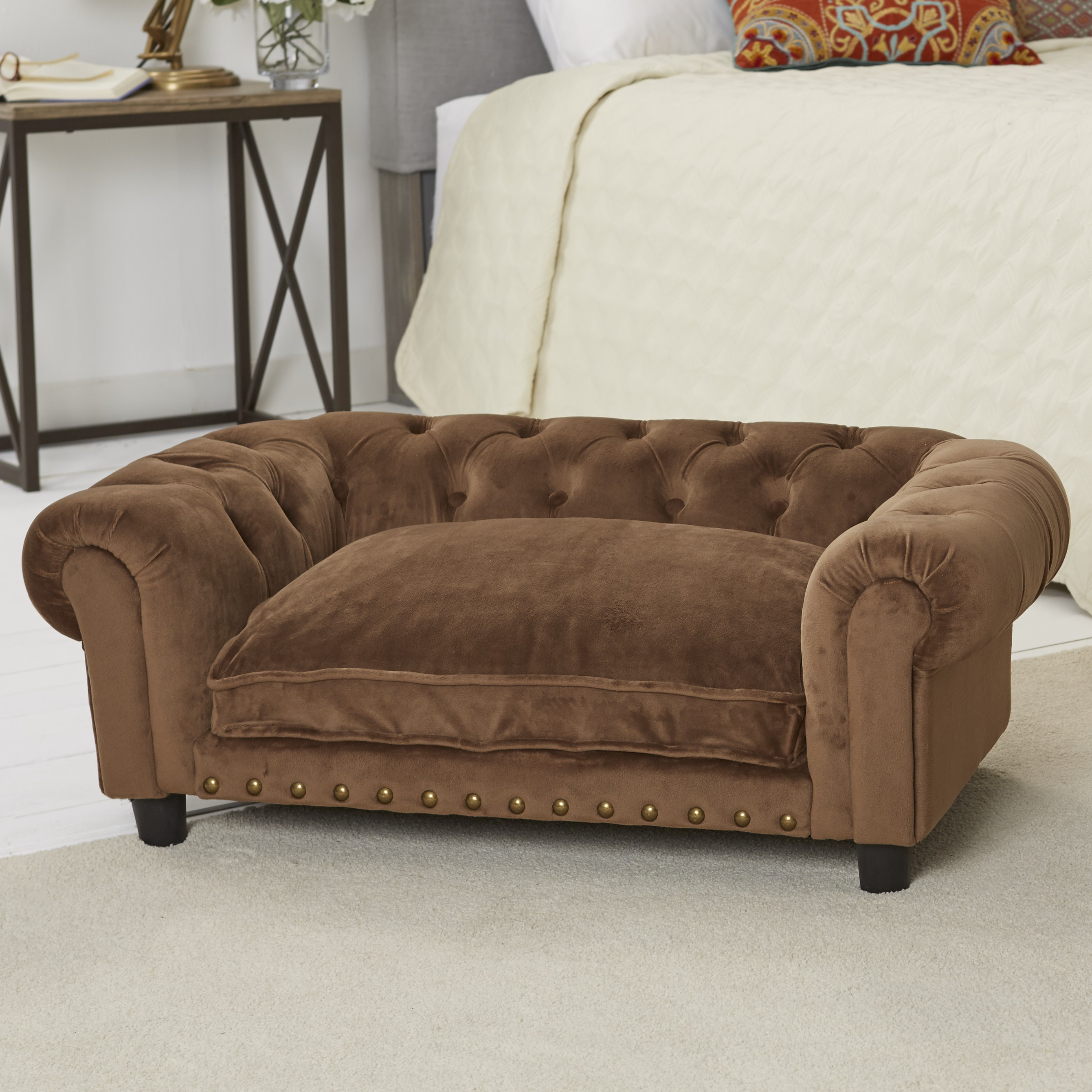 Enchanted Home Pet Ultra Plush Melbourne Tufted Dog Sofa with Cushion