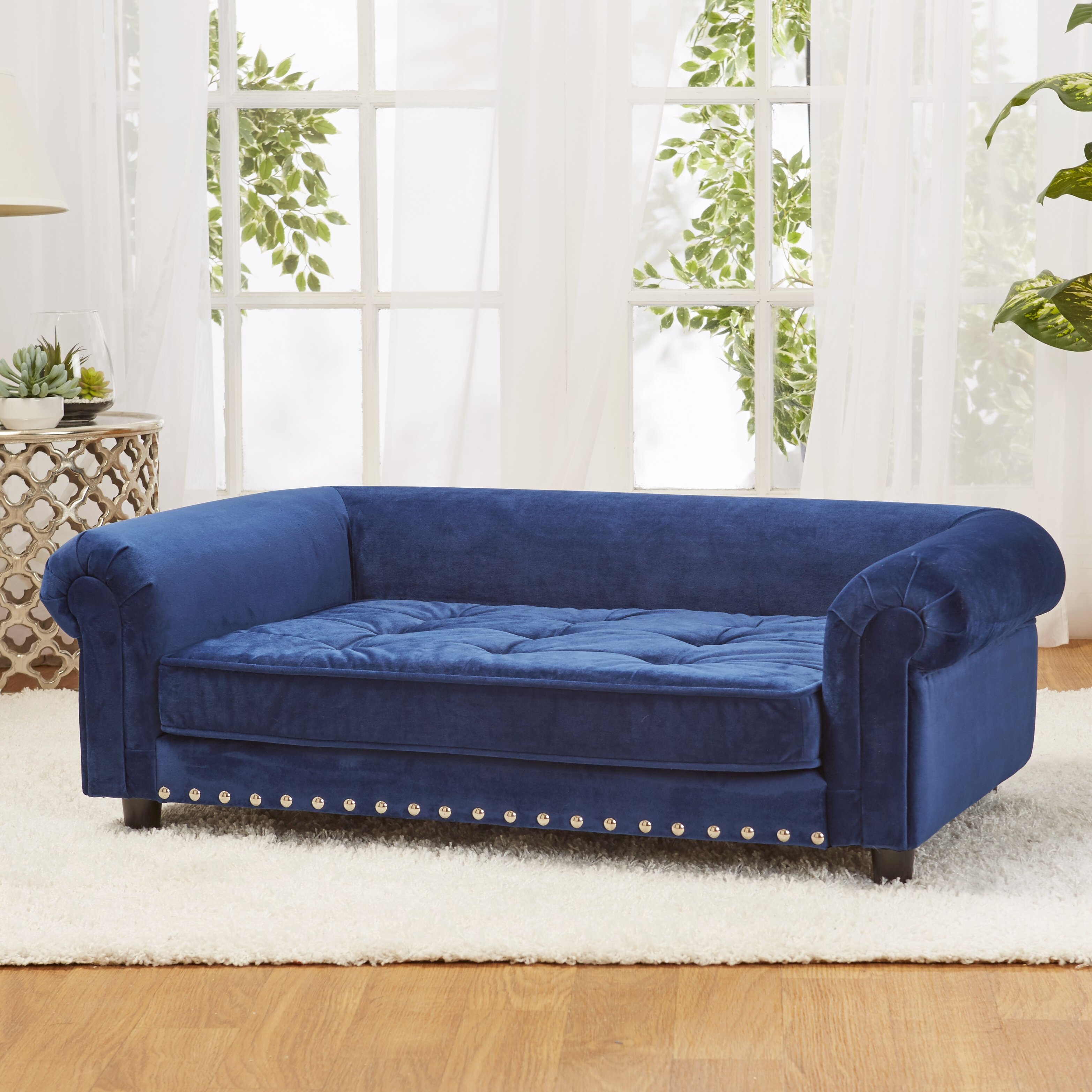 Enchanted Home Pet Manchester Velvet Tufted Dog Sofa with Cushion ...